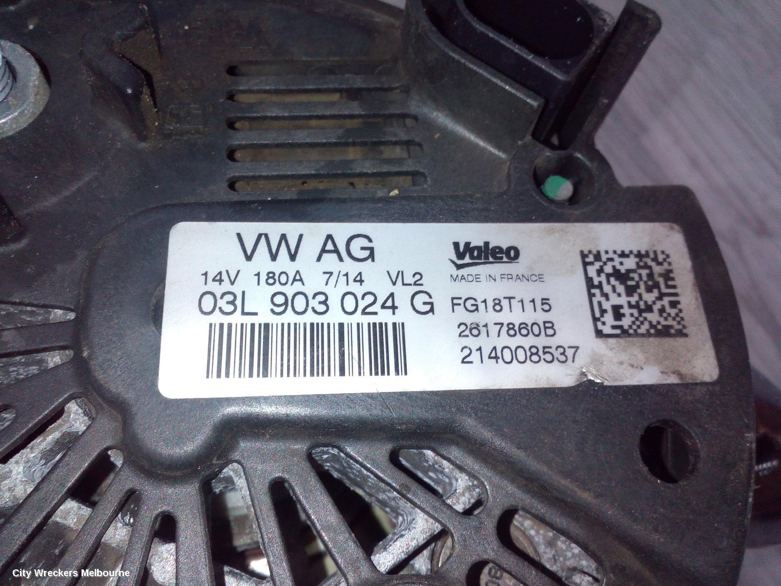 VOLKSWAGEN TRANSPORTER ALTERNATOR, DIESEL, 2.0, T5, 03/2010 - 06/2015