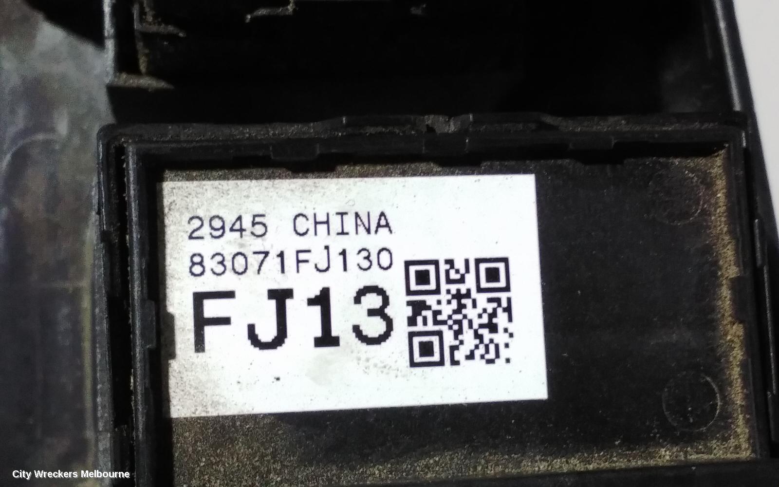 SUBARU XV PWR DR WIND SWITCH, RH FRONT (MASTER SWITCH), G4X, W/O CHROME LINES ON BUTTON TYPE, 01/2012 - 03/2015