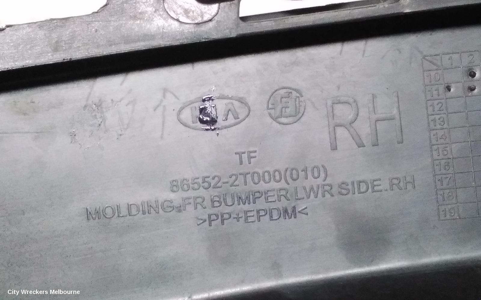 KIA OPTIMA RIGHT INDICATOR/FOG/SIDE, BUMPER FOGLAMP, TF, 01/2011 - 09/2013