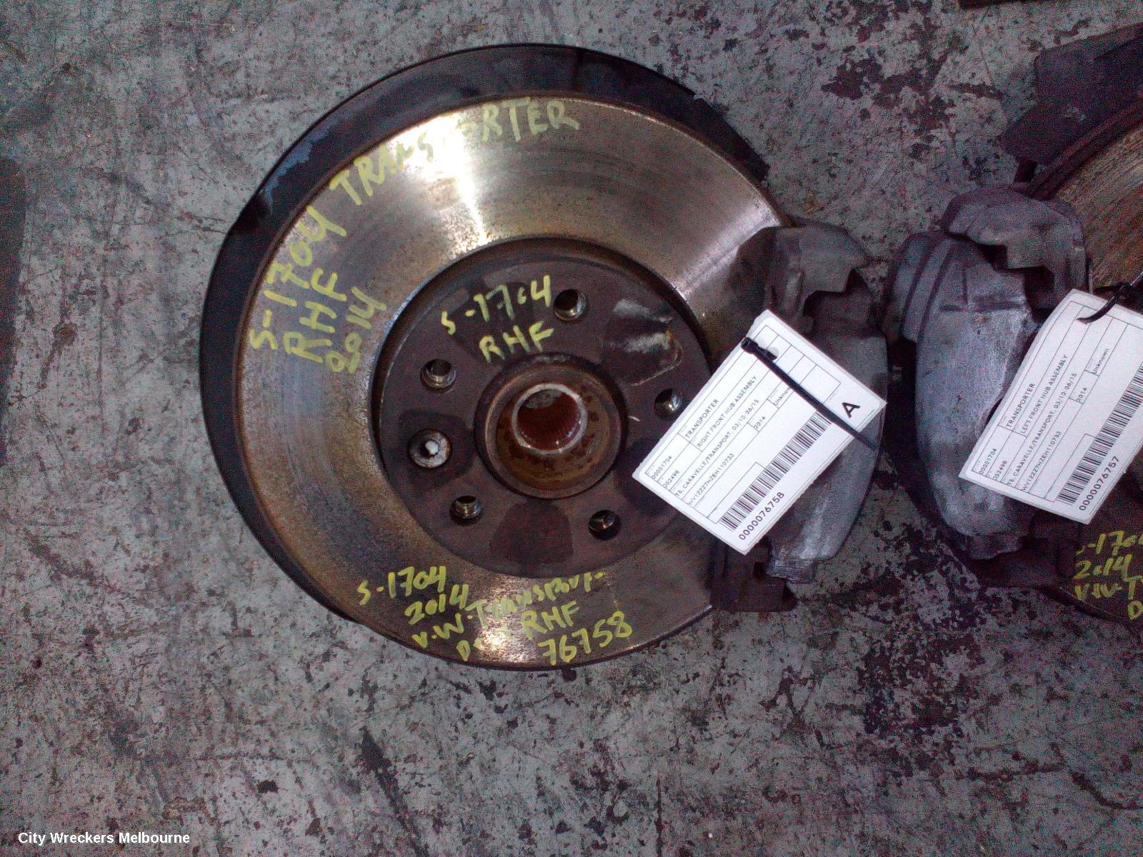 VOLKSWAGEN TRANSPORTER RIGHT FRONT HUB ASSEMBLY, T5, CARAVELLE/TRANSPORT/MULTIVAN, 03/2010 - 06/2015