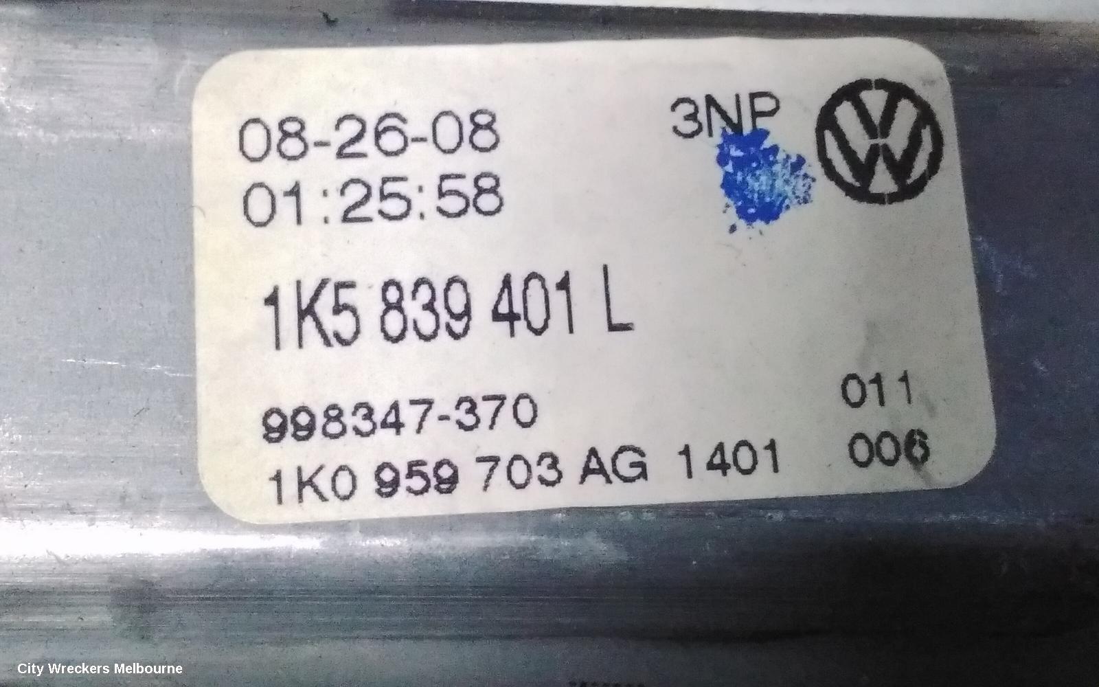 VOLKSWAGEN JETTA LEFT REAR WND REG/MOTOR, 1KM, 02/2006 - 07/2011