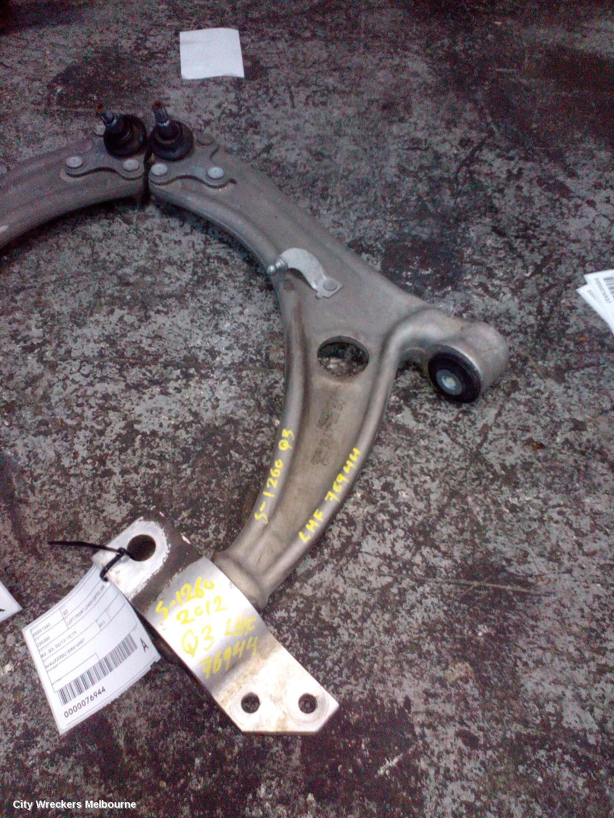 AUDI Q3 LEFT FRONT LOWER CONTROL ARM, 8U, Q3, 03/2012 - 10/2014