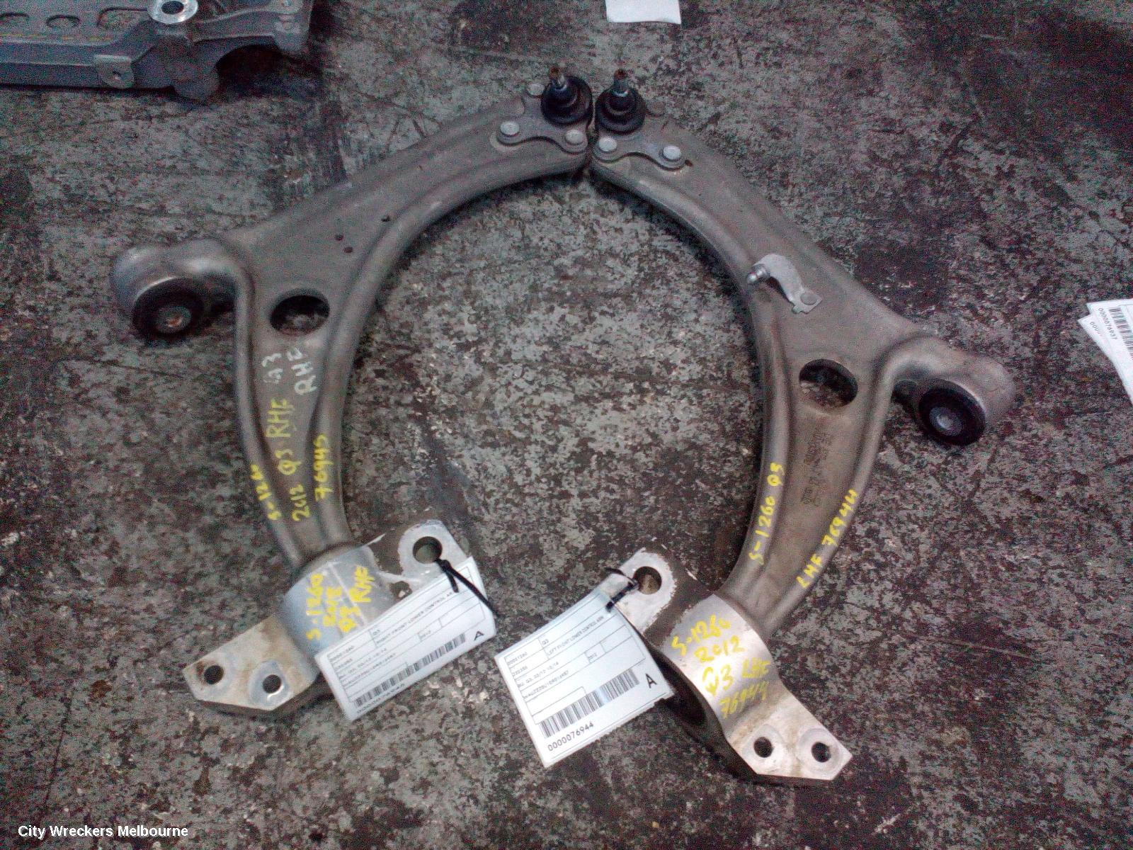 AUDI Q3 LEFT FRONT LOWER CONTROL ARM, 8U, Q3, 03/2012 - 10/2014