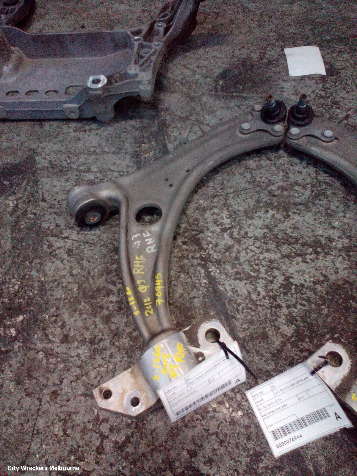 AUDI Q3 RIGHT FRONT LOWER CONTROL ARM, 8U, Q3, 03/2012 - 10/2014