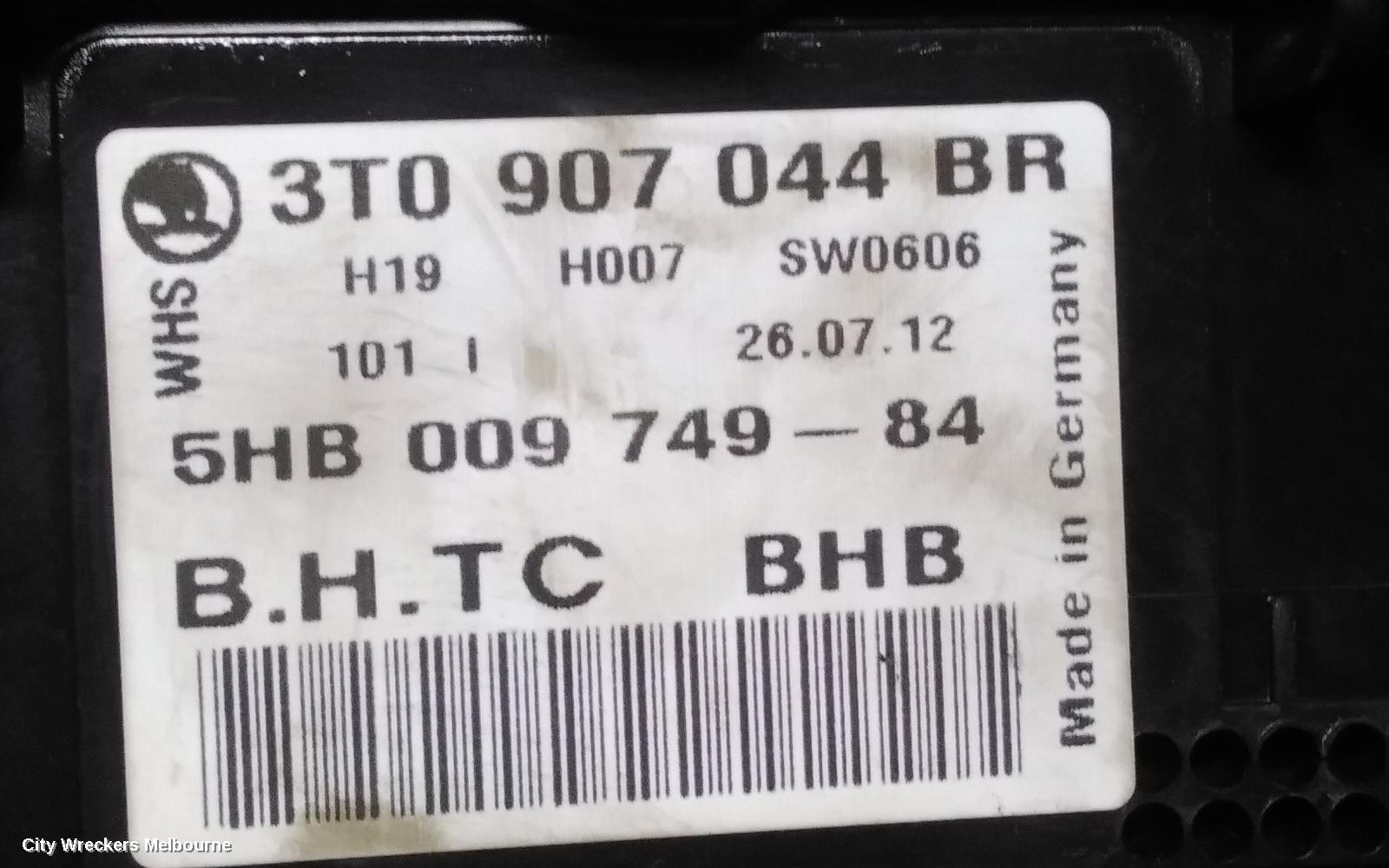 SKODA OCTAVIA HEATER/AC CONTROLS, DUAL ZONE CLIMATE CONTROL, 1Z, NON HEATED SEAT TYPE, 03/2009 - 10/2013