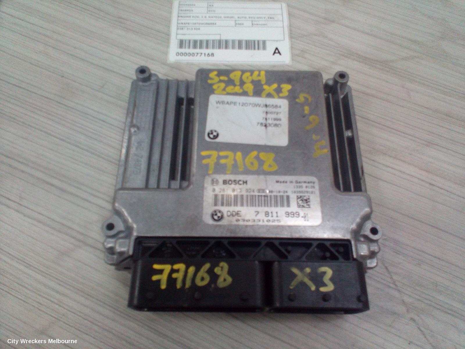 BMW X3 ECU, ENGINE ECU, 2.0, N47D20, DIESEL, AUTO, ECU ONLY, E83, 09/2007 - 11/2010