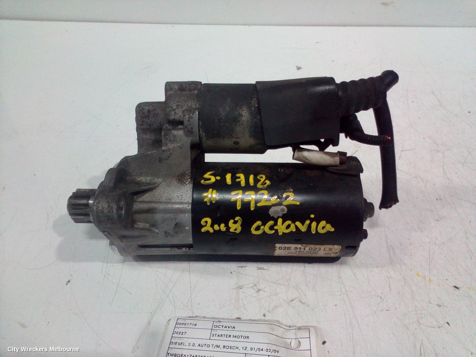 SKODA OCTAVIA STARTER, DIESEL, 2.0, AUTO T/M, BOSCH, 1Z, 01/2004 - 02/2009