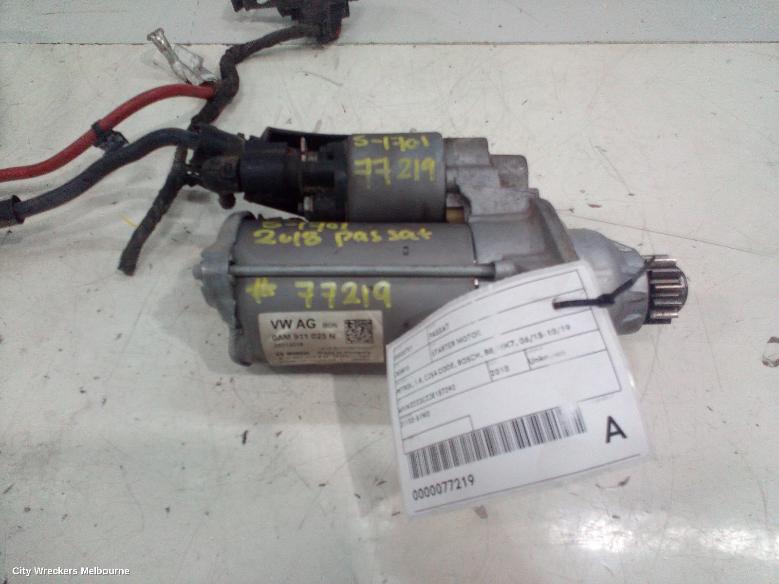 VOLKSWAGEN PASSAT STARTER, PETROL, 1.8, CJSA CODE, BOSCH, B8/MK7, 06/2015 - 10/2019