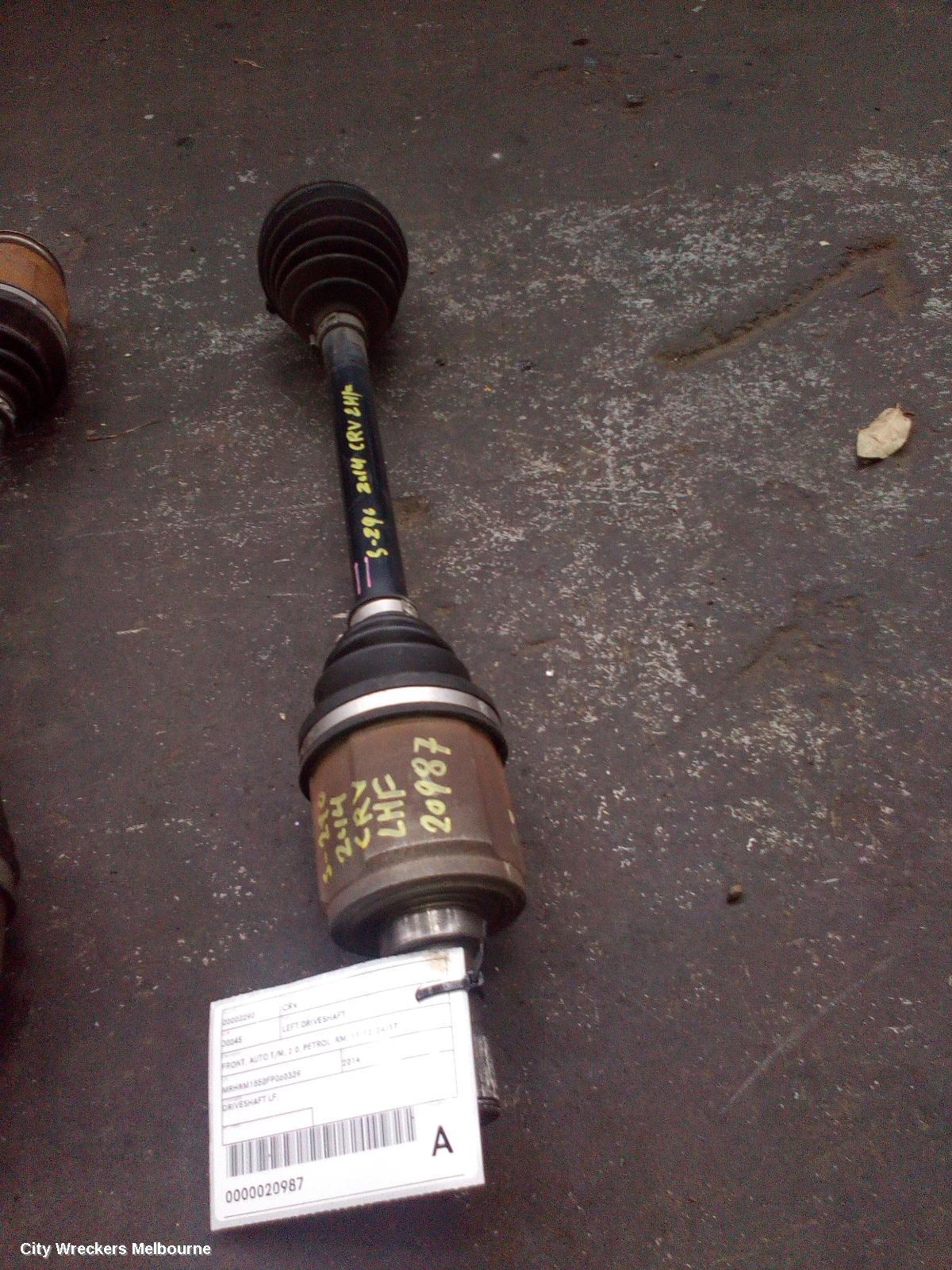 HONDA CRV LEFT DRIVESHAFT, FRONT, AUTO T/M, 2.0, PETROL, RM, 11/2012 - 04/2017