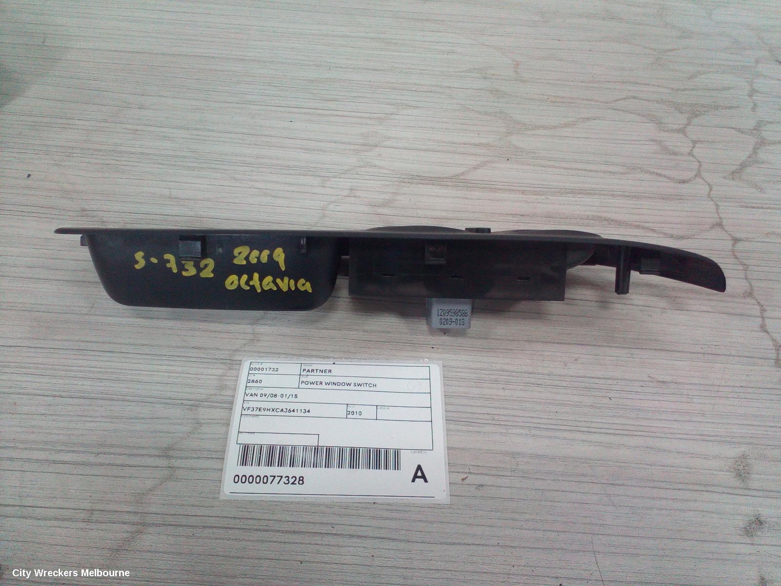 SKODA OCTAVIA PWR DR WIND SWITCH, RH FRONT (MASTER SWITCH), 1Z, 05/2009 - 10/2013