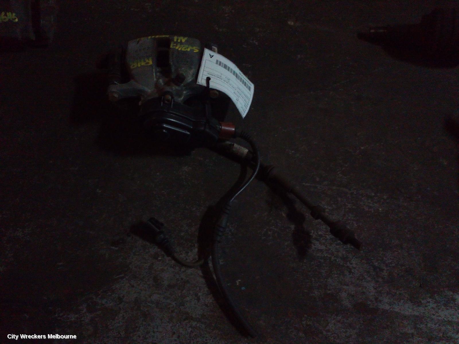 AUDI A4 CALIPER, RH REAR, TRW BRAND, SILVER, A4, B8 8K, SEDAN/WAGON, 02/2008 - 09/2015