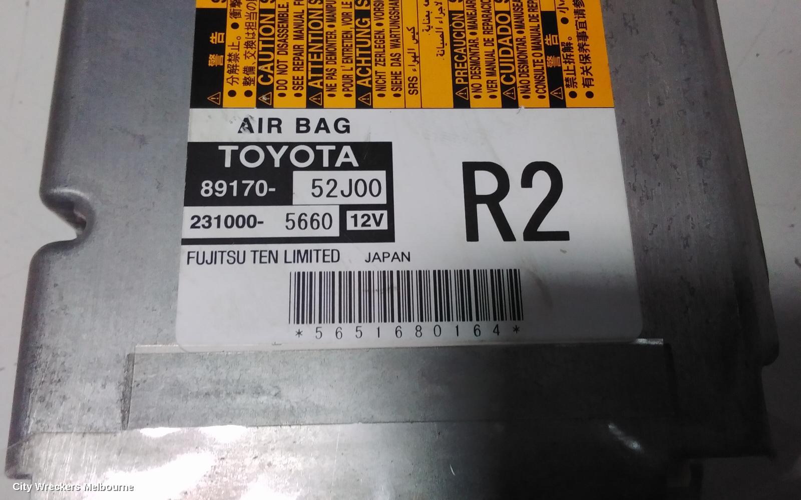 TOYOTA YARIS AIRBAG MODULE/SENSOR, MODULE, NCP13#, P/N 8917052J00, 08/2011 - 12/2019