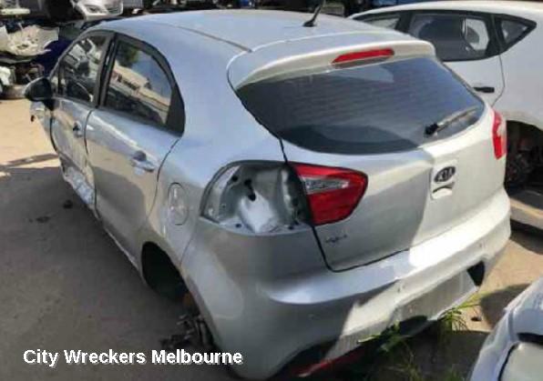 KIA RIO REAR BUMPER, BUMPER BAR (COMPLETE), UB, 3DR/5DR HATCH, W/ PARK SENSOR TYPE, 08/2011 - 10/2014