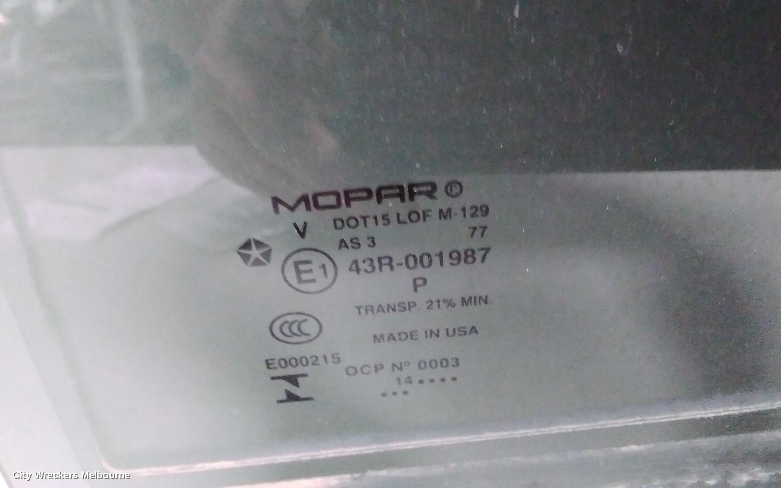 JEEP CHEROKEE LEFT REAR DOOR WINDOW, KL, TINTED TYPE, 02/2014 ONWARDS