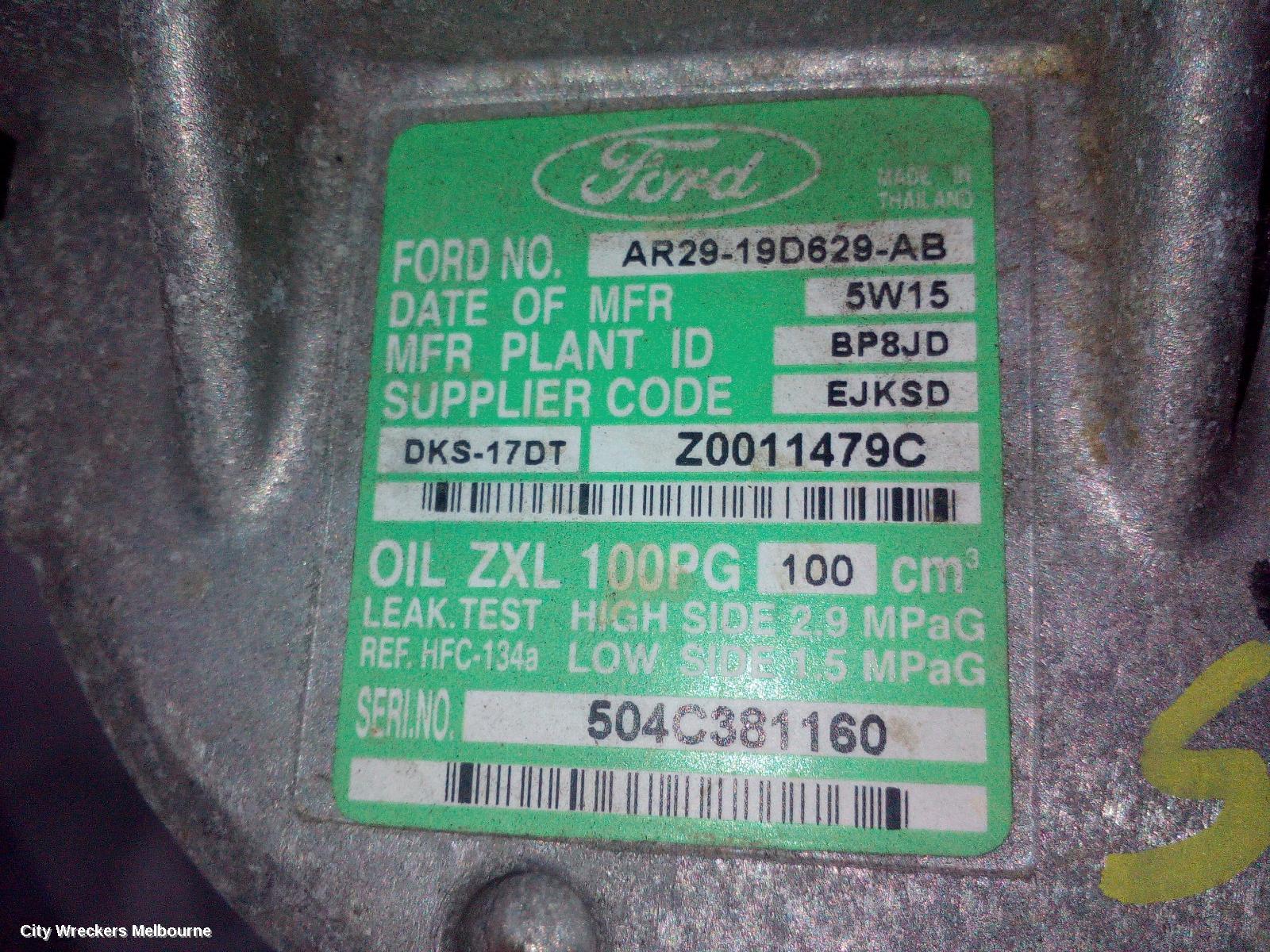 FORD FALCON A/C COMPRESSOR, FG-FGX, 4.0, PETROL (NOT LPI), 04/2008 - 12/2016