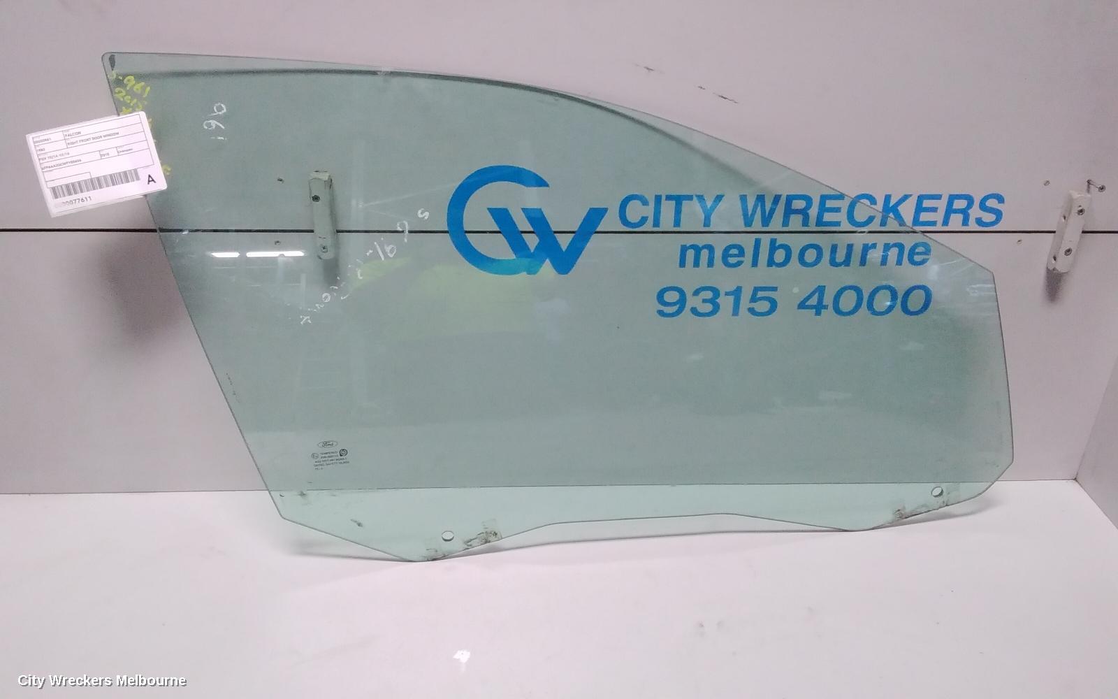 FORD FALCON RIGHT FRONT DOOR WINDOW, FGX, STANDARD TYPE, 10/2014 - 12/2016