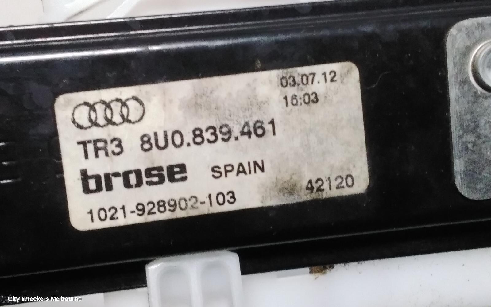 AUDI Q3 LEFT REAR WND REG/MOTOR, 8U, 03/2012 - 12/2018