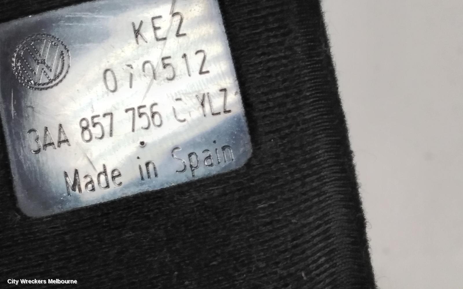 VOLKSWAGEN PASSAT SEATBELT/STALK, RH FRONT, SEAT BELT STALK ONLY, 3C/MK6 B7, 09/2010 - 05/2015