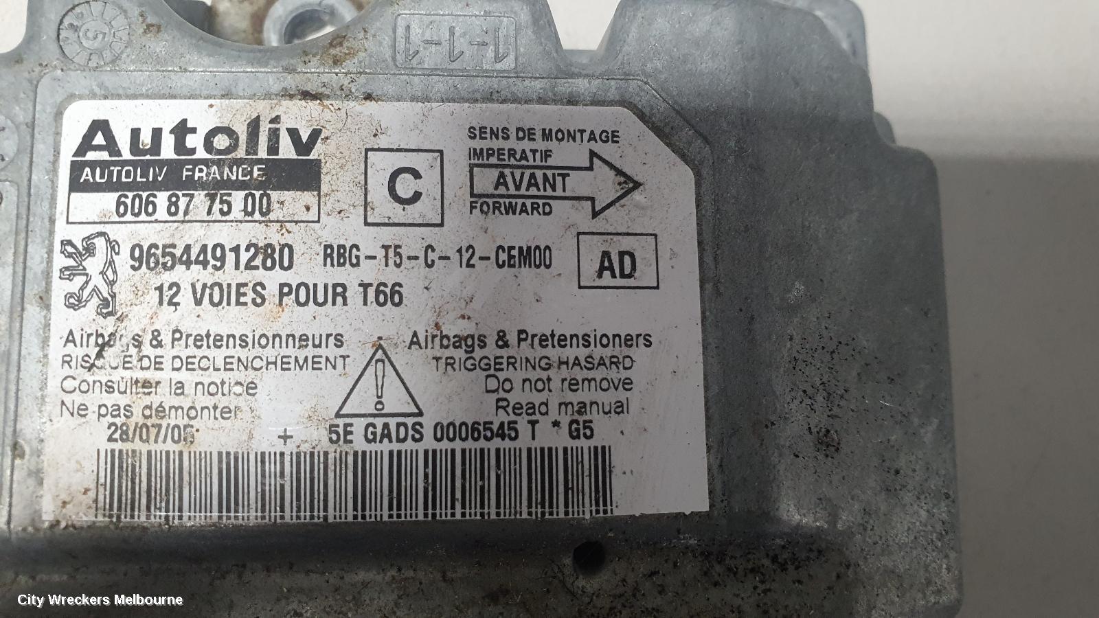 PEUGEOT 307 AIRBAG MODULE/SENSOR, T6, MODULE, 10/2005 - 12/2009