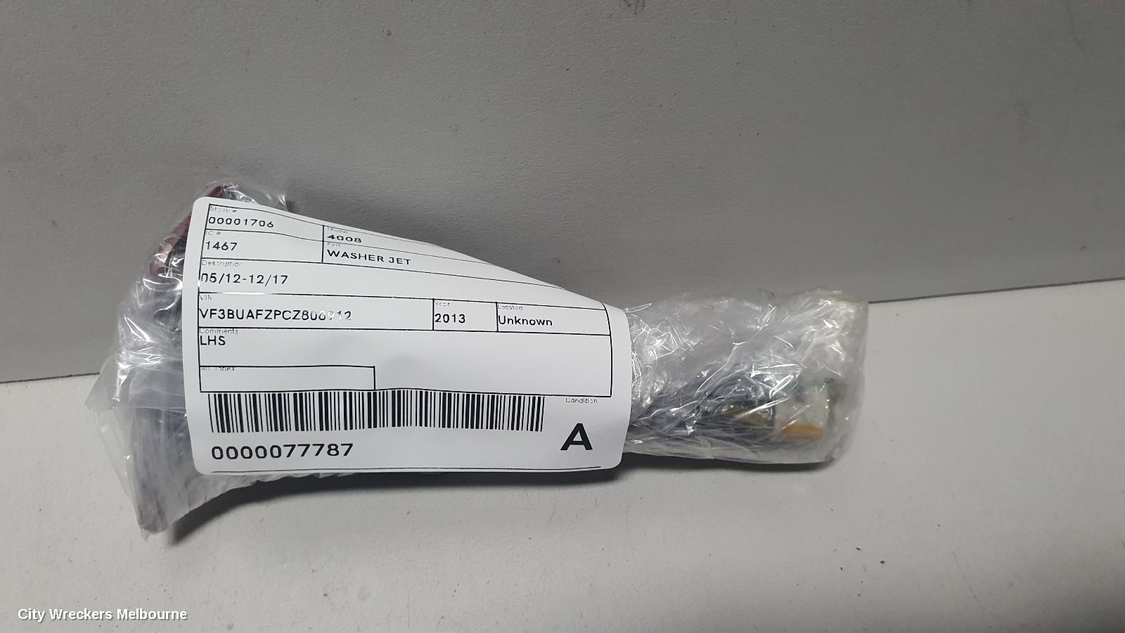 PEUGEOT 4008 WASHER JET, 05/2012 - 12/2017