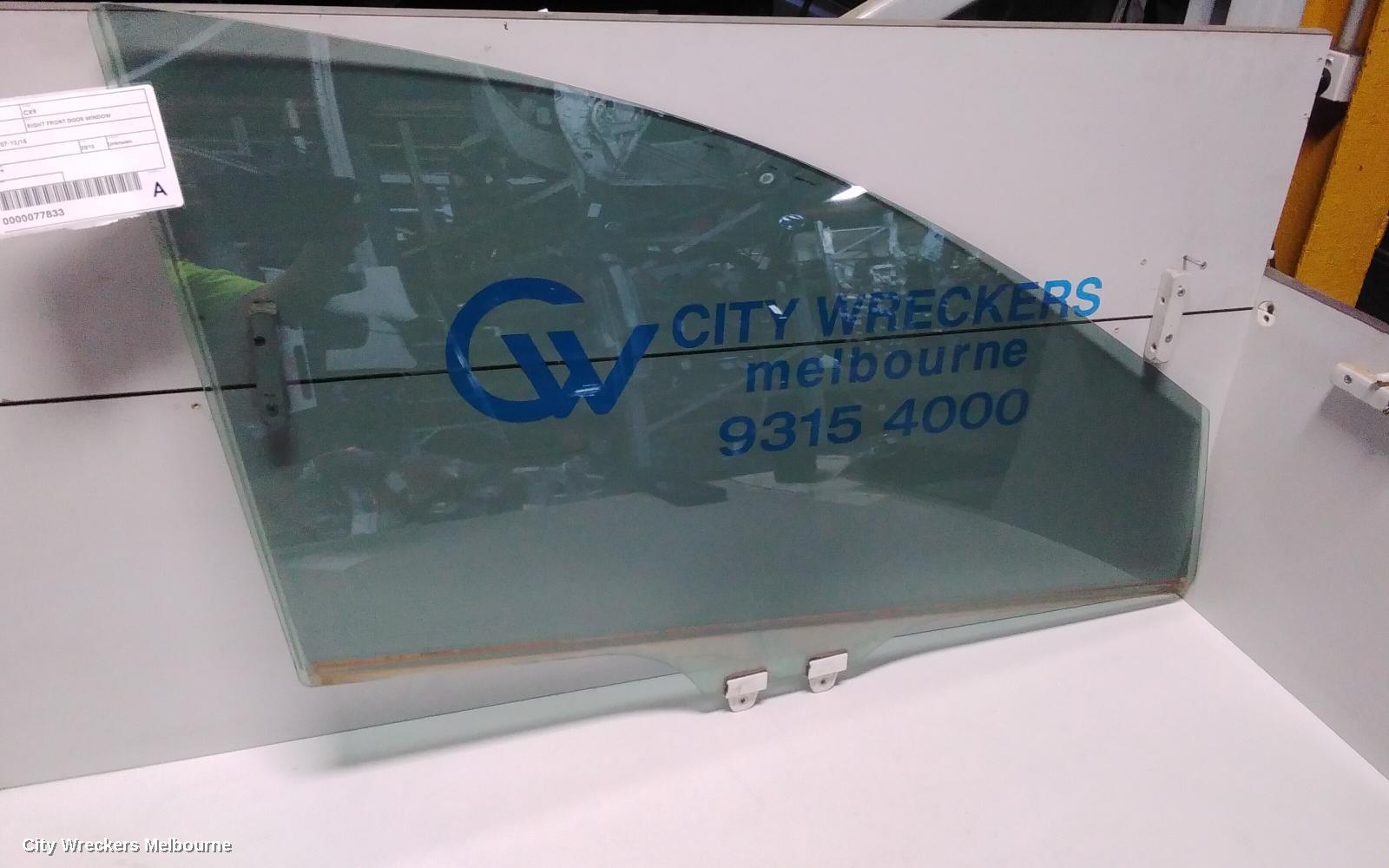 MAZDA CX9 RIGHT FRONT DOOR WINDOW, TB, 12/2007 - 12/2015