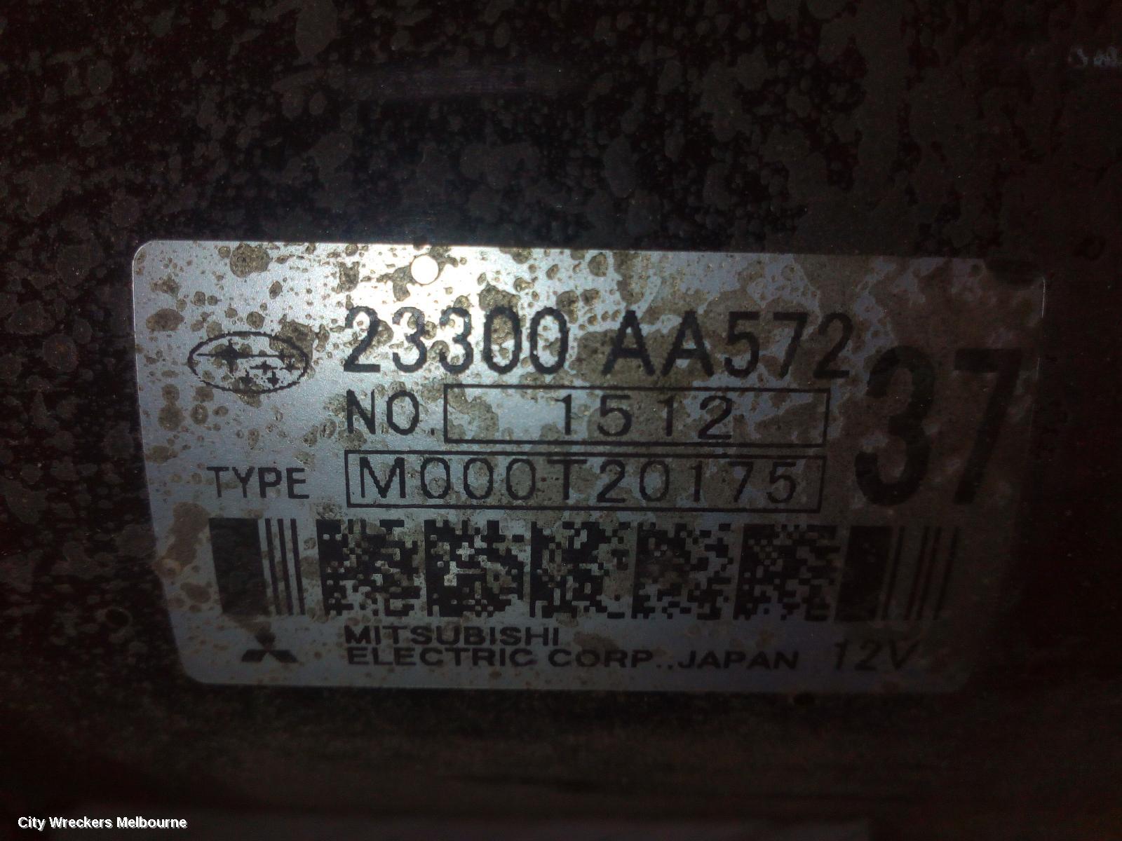 SUBARU IMPREZA STARTER, PETROL, EJ20/EJ25, NON TURBO, AUTO, 4 SPEED, 04/1993 - 07/2011
