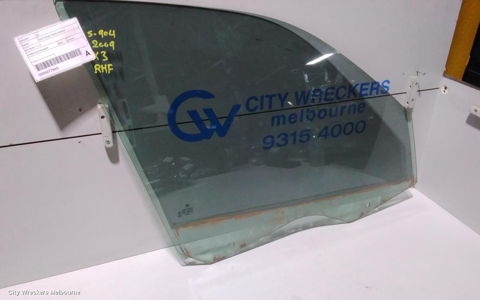 BMW X3 RIGHT FRONT DOOR WINDOW, E83, 06/2004 - 11/2010