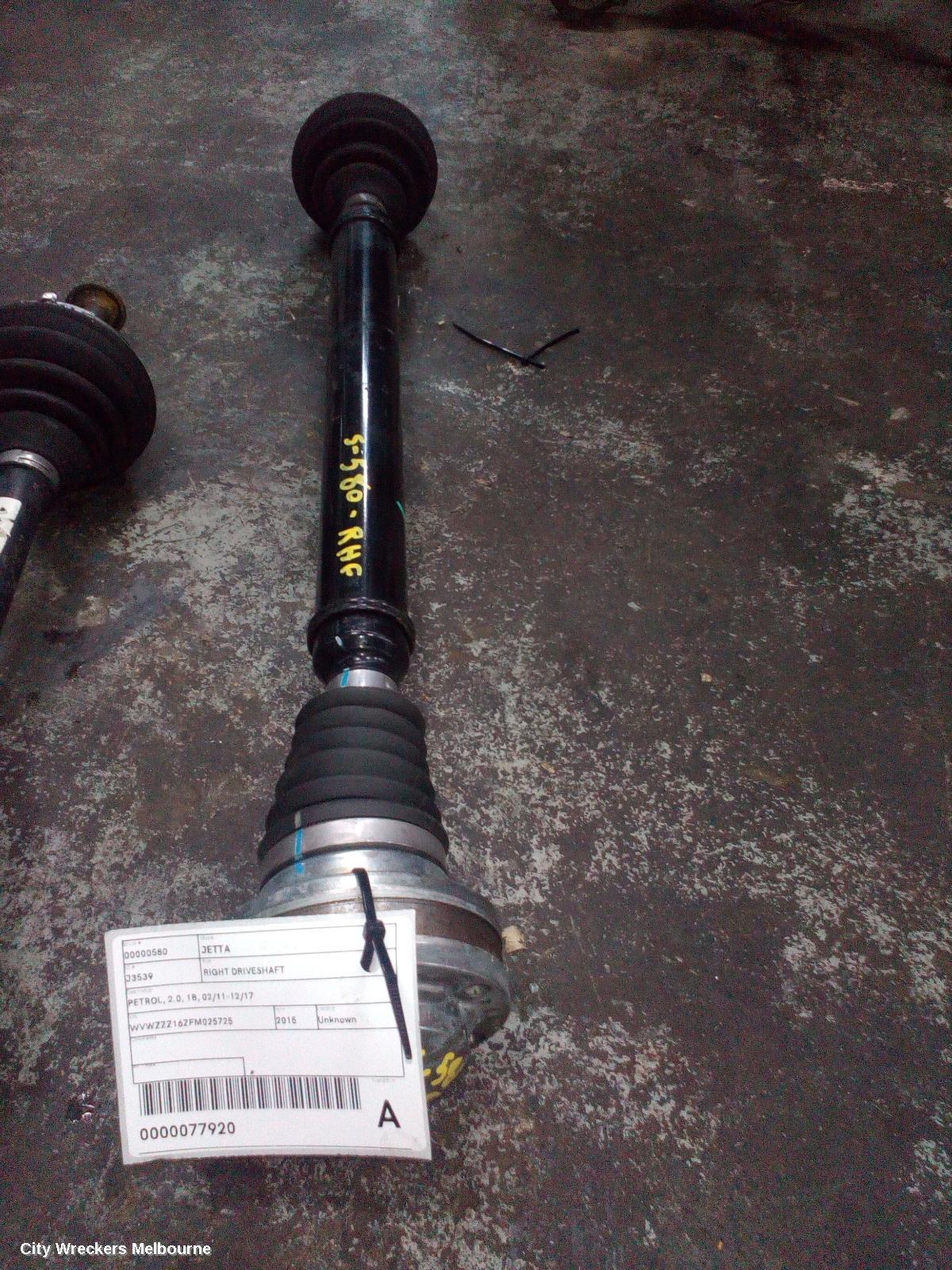 VOLKSWAGEN JETTA RIGHT DRIVESHAFT, PETROL, 2.0, 1B, 02/2011 - 12/2017