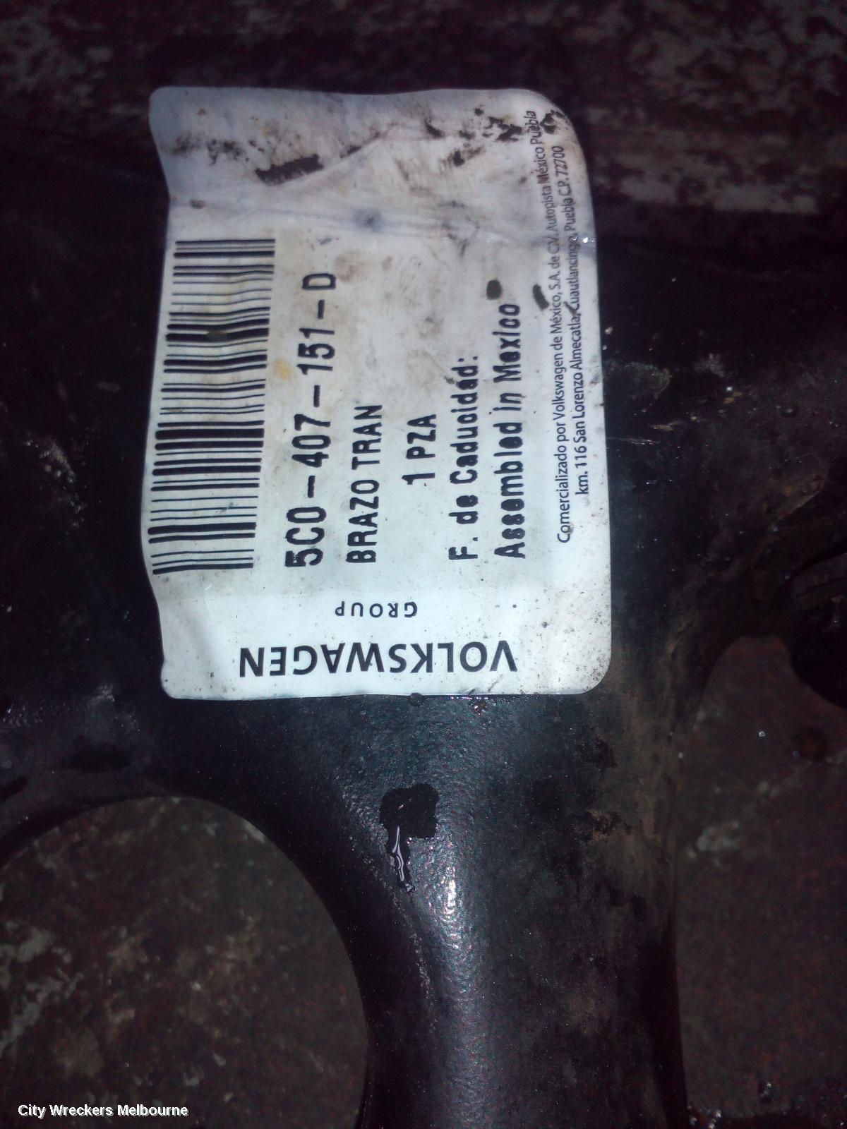 VOLKSWAGEN JETTA LEFT FRONT LOWER CONTROL ARM, 1B, 02/2011 - 12/2017