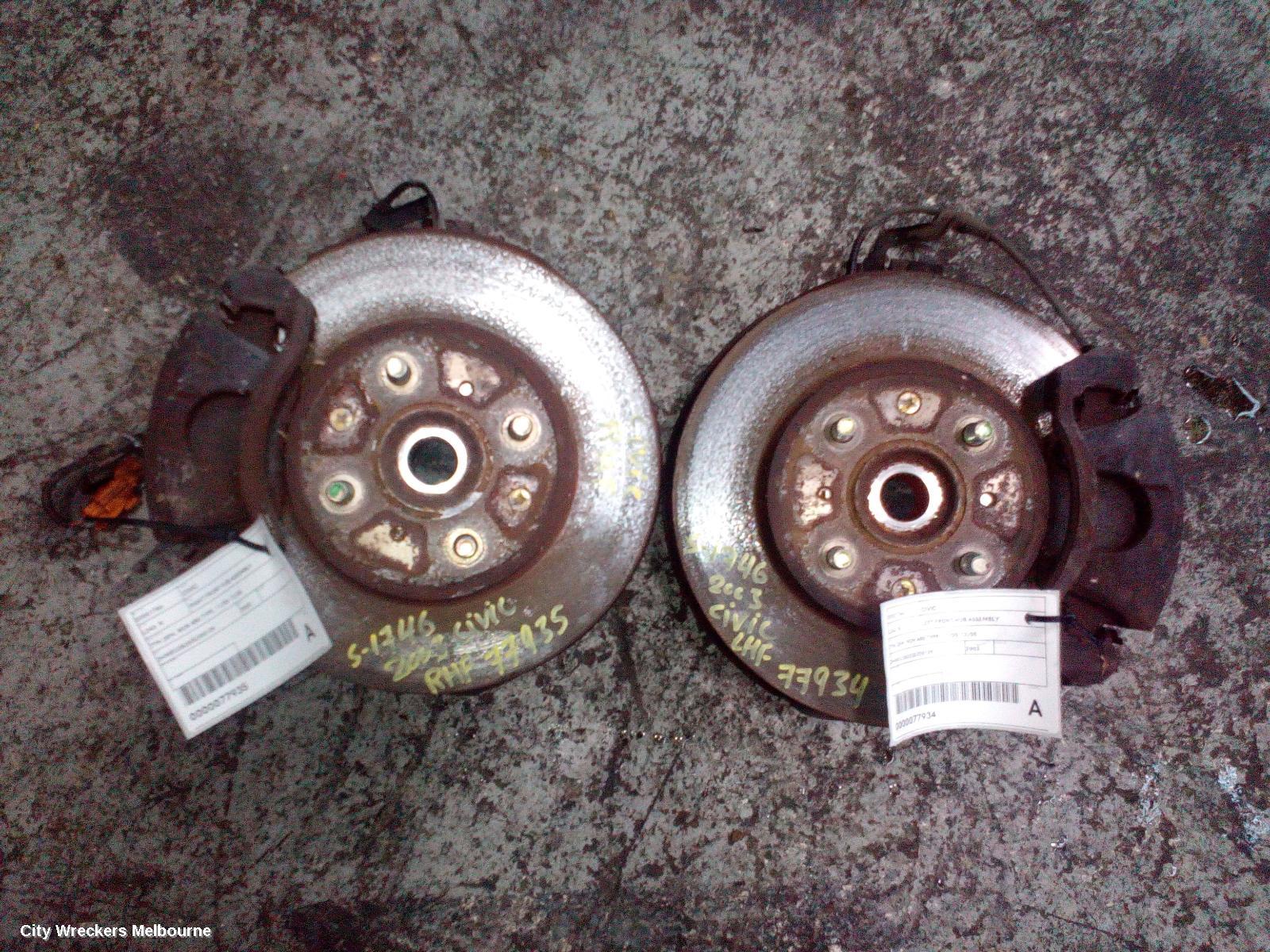 HONDA CIVIC RIGHT FRONT HUB ASSEMBLY, 7TH GEN, NON ABS TYPE, 11/2000 - 12/2005