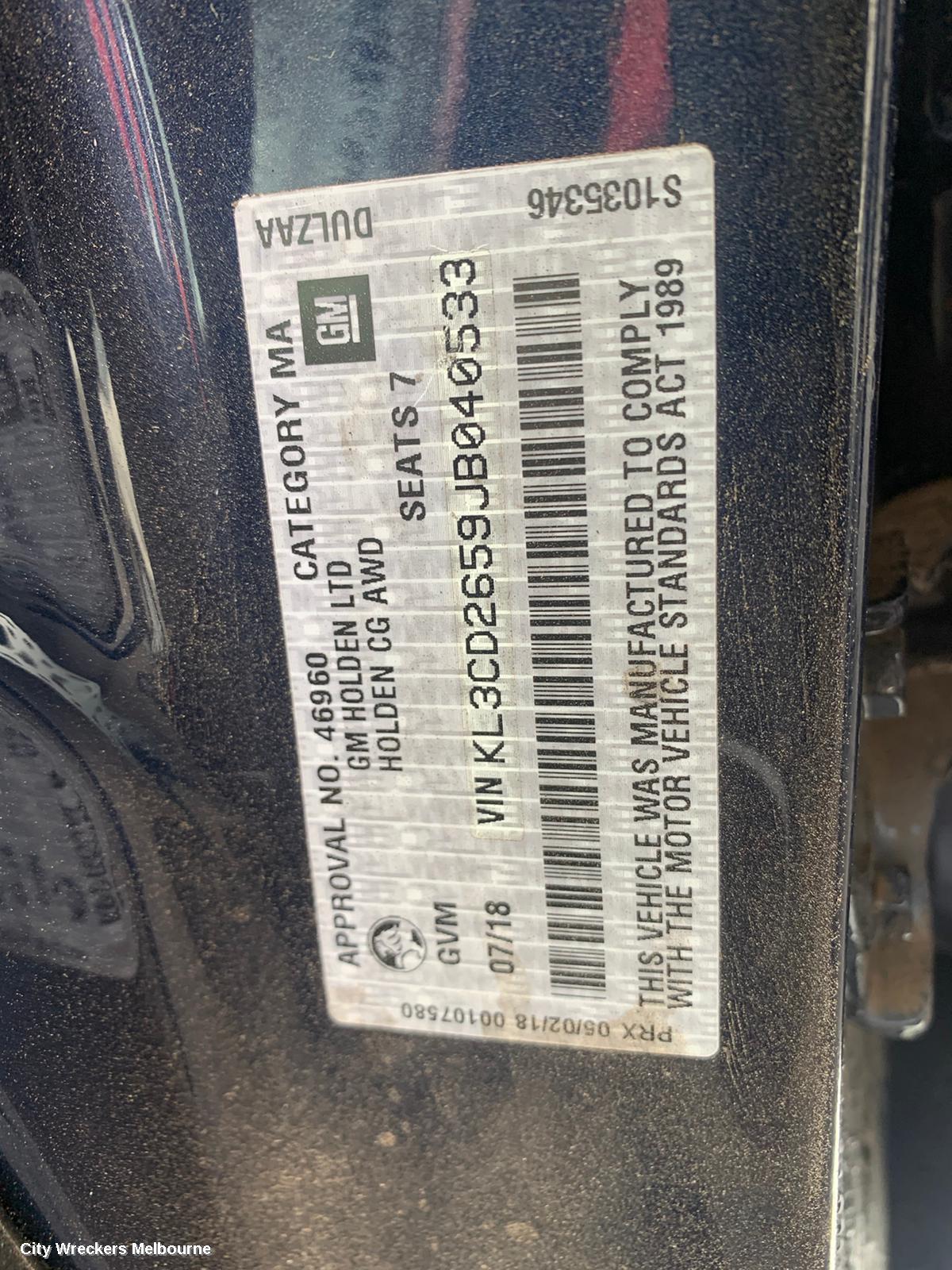 HOLDEN CAPTIVA RIGHT GUARD LINER, CG, FRONT, 10/2015 - 06/2018