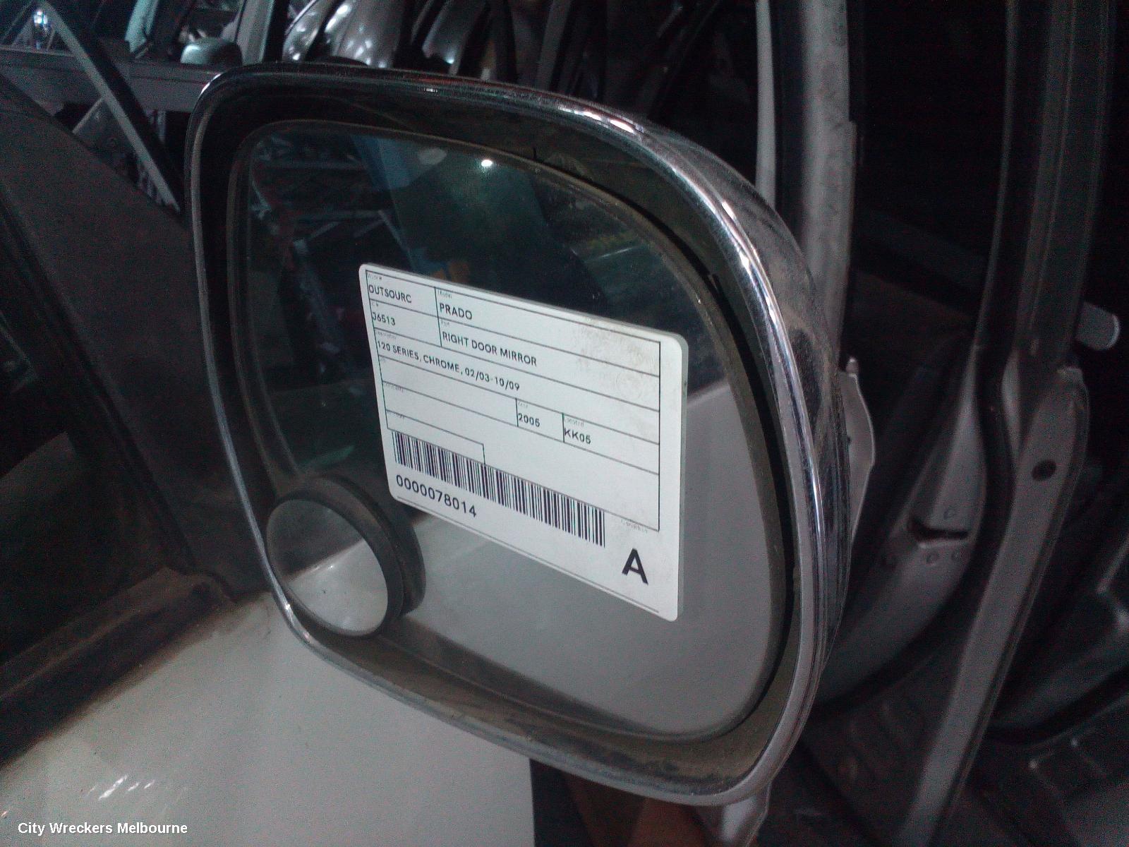 TOYOTA PRADO RIGHT DOOR MIRROR, 120 SERIES, CHROME, 02/2003 - 10/2009