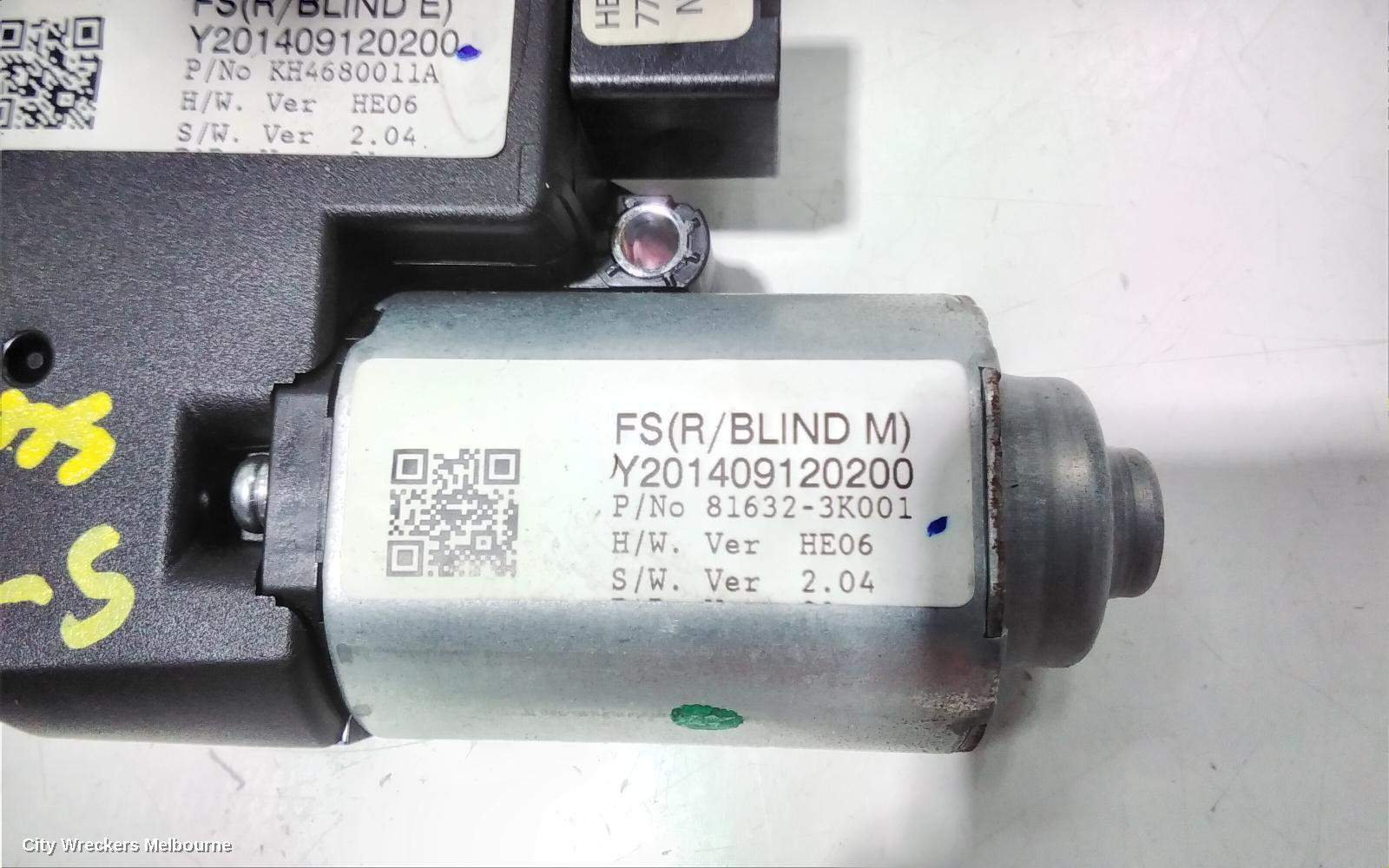 HYUNDAI VELOSTER SUNROOF MOTOR, FS, 10/2011 - 08/2019