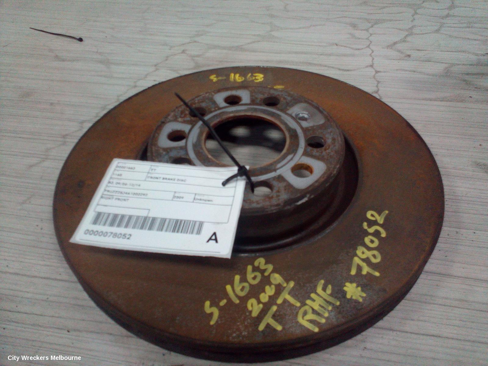 AUDI TT FRONT BRAKE DISC/DRM, 8J, 09/2006 - 12/2014