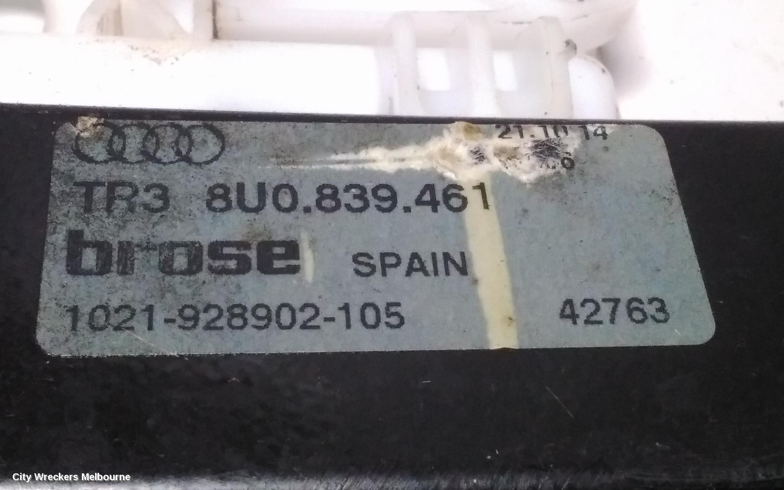 AUDI Q3 LEFT REAR WND REG/MOTOR, 8U, 03/2012 - 12/2018