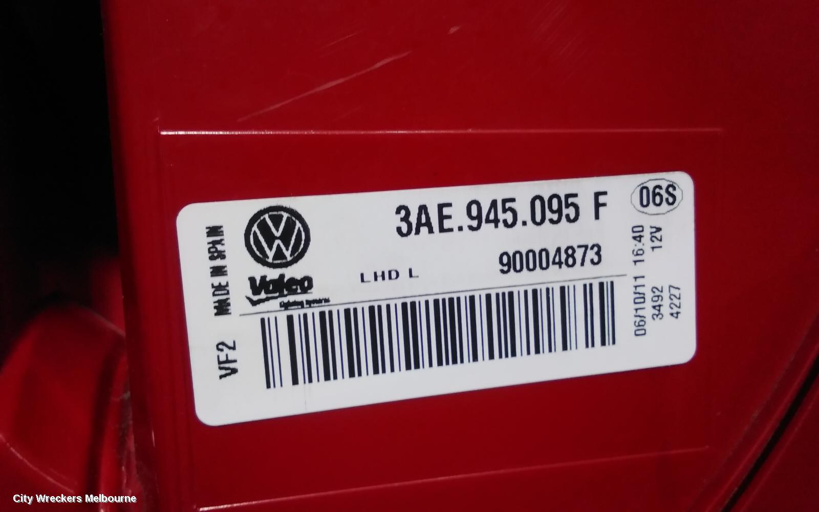 VOLKSWAGEN PASSAT LEFT TAILLIGHT, 3C/MK6 B7, SEDAN, NON LED TYPE, 09/2010 - 05/2015