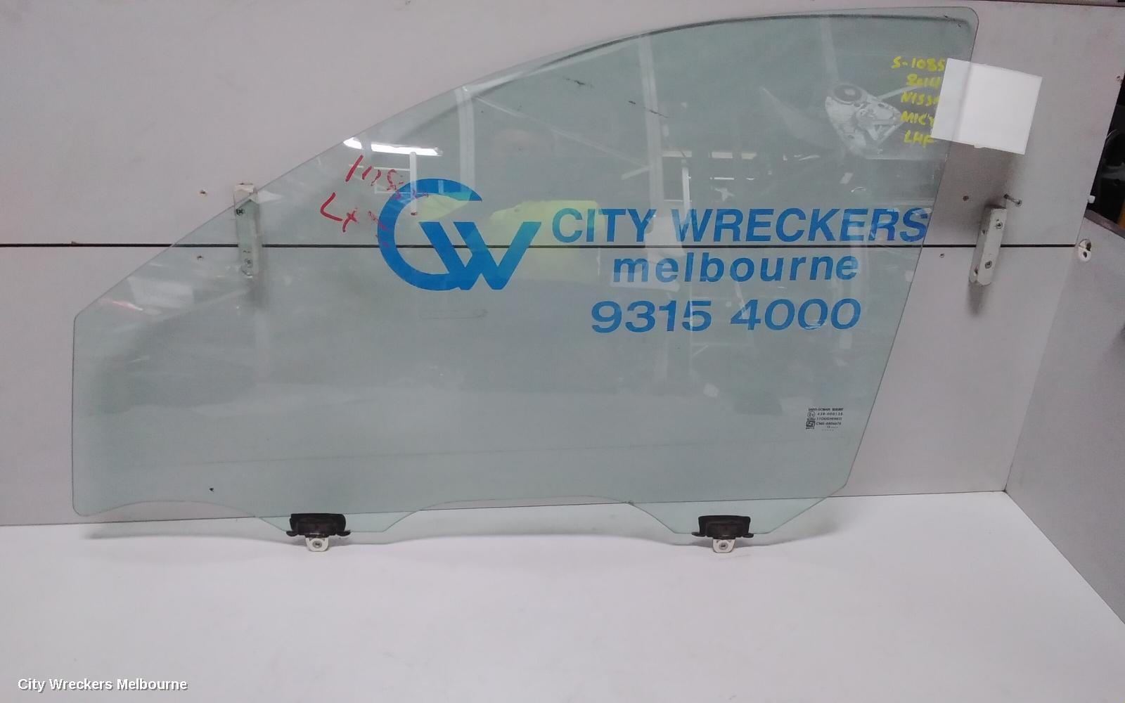 NISSAN MICRA LEFT FRONT DOOR WINDOW, K13, 11/2010 - 12/2016