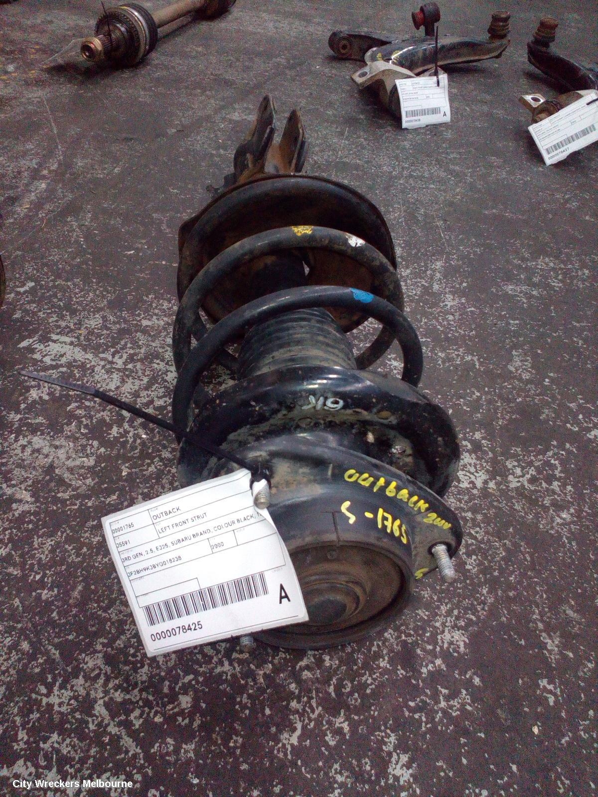 SUBARU OUTBACK LEFT FRONT STRUT, 3RD GEN, 2.5, EJ25, SUBARU BRAND, COLOUR BLACK, 12/1998 - 08/2003