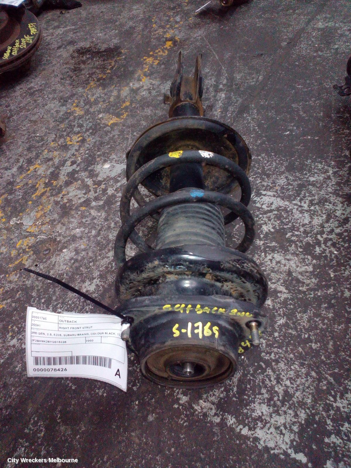 SUBARU OUTBACK RIGHT FRONT STRUT, 3RD GEN, 2.5, EJ25, SUBARU BRAND, COLOUR BLACK, 12/1998 - 08/2003