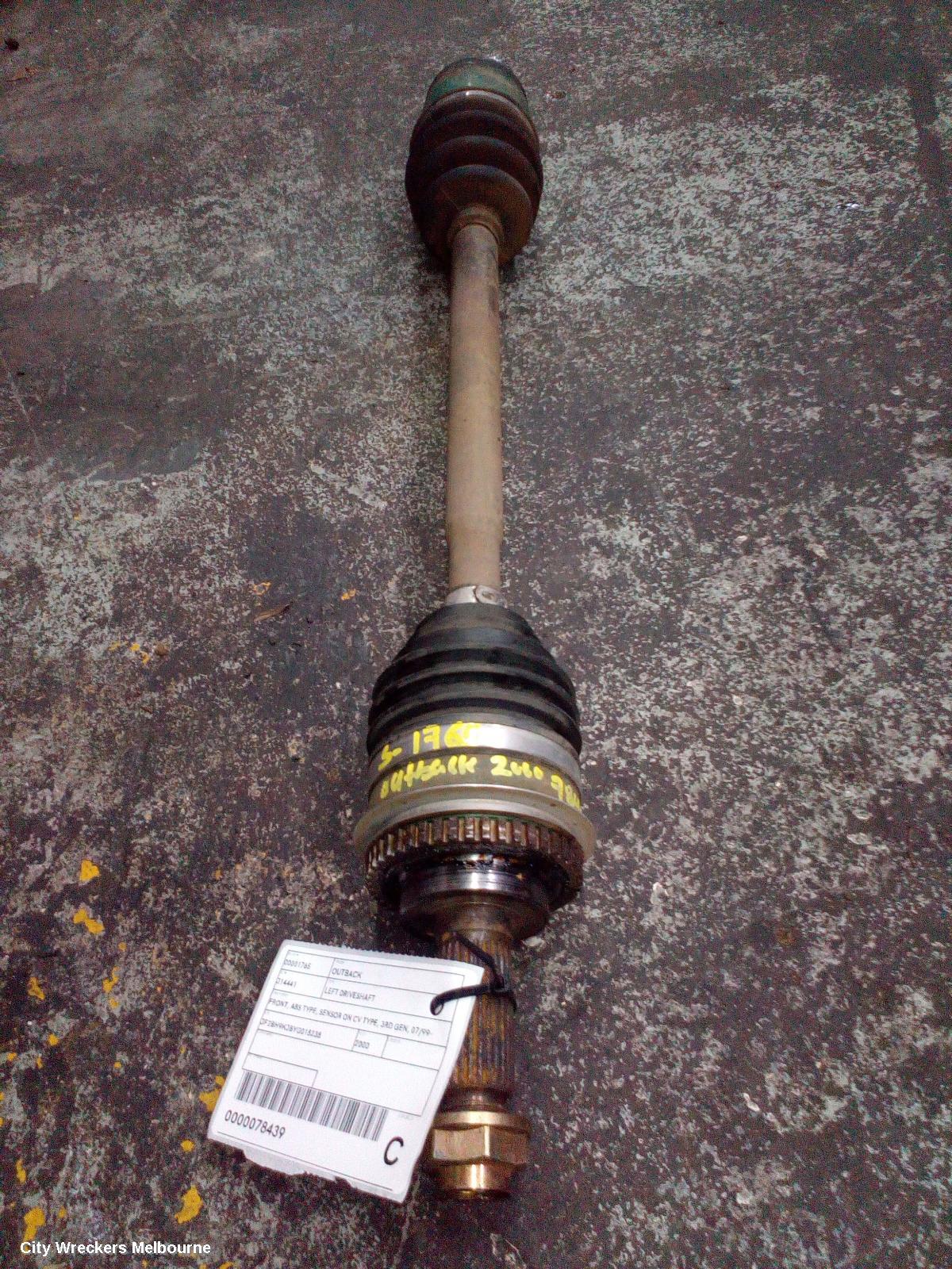 SUBARU OUTBACK LEFT DRIVESHAFT, FRONT, ABS TYPE, SENSOR ON CV TYPE, 3RD GEN, 07/1999 - 08/2003