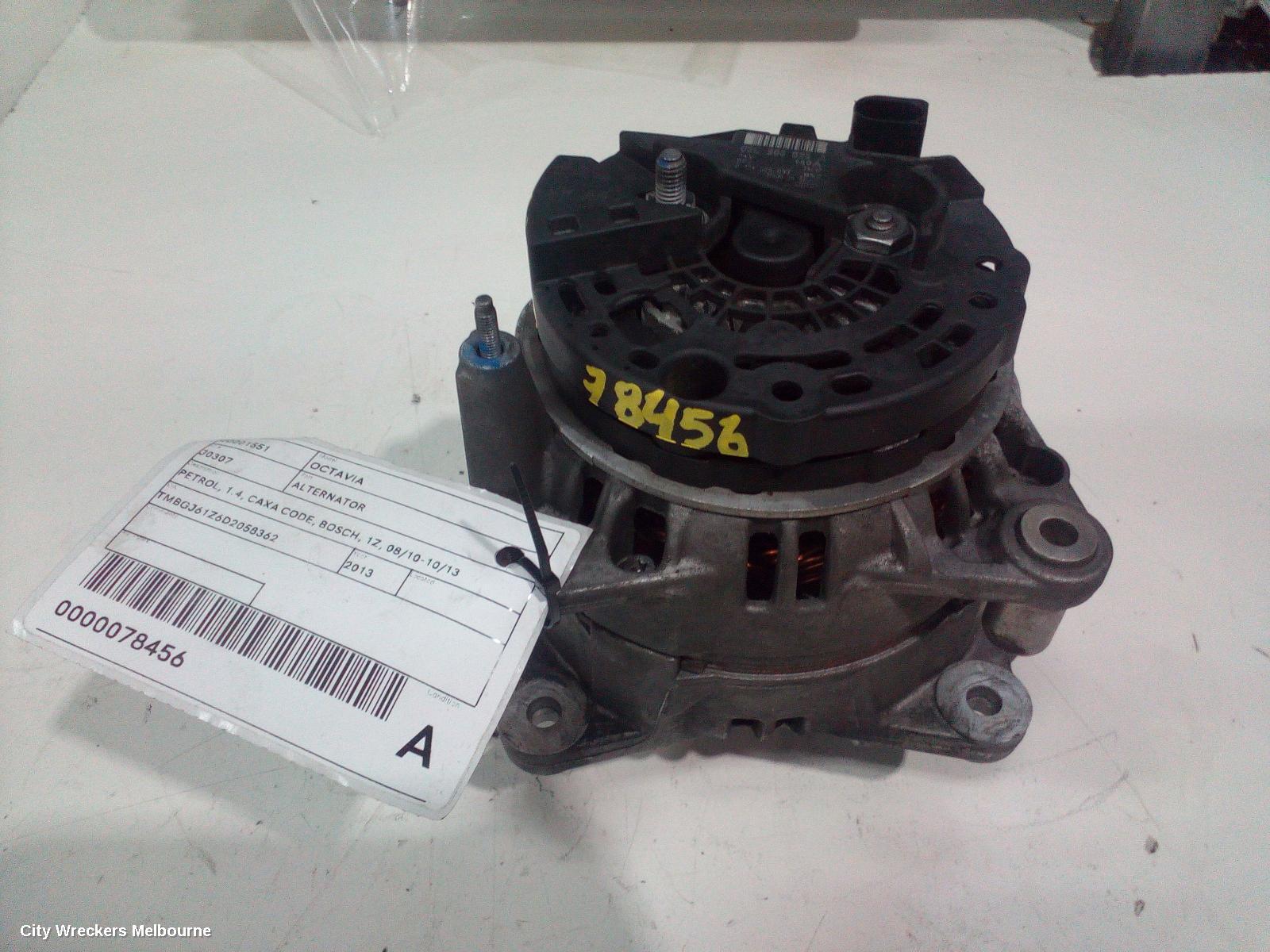 SKODA OCTAVIA ALTERNATOR, PETROL, 1.4, CAXA CODE, BOSCH, 1Z, 08/2010 - 10/2013