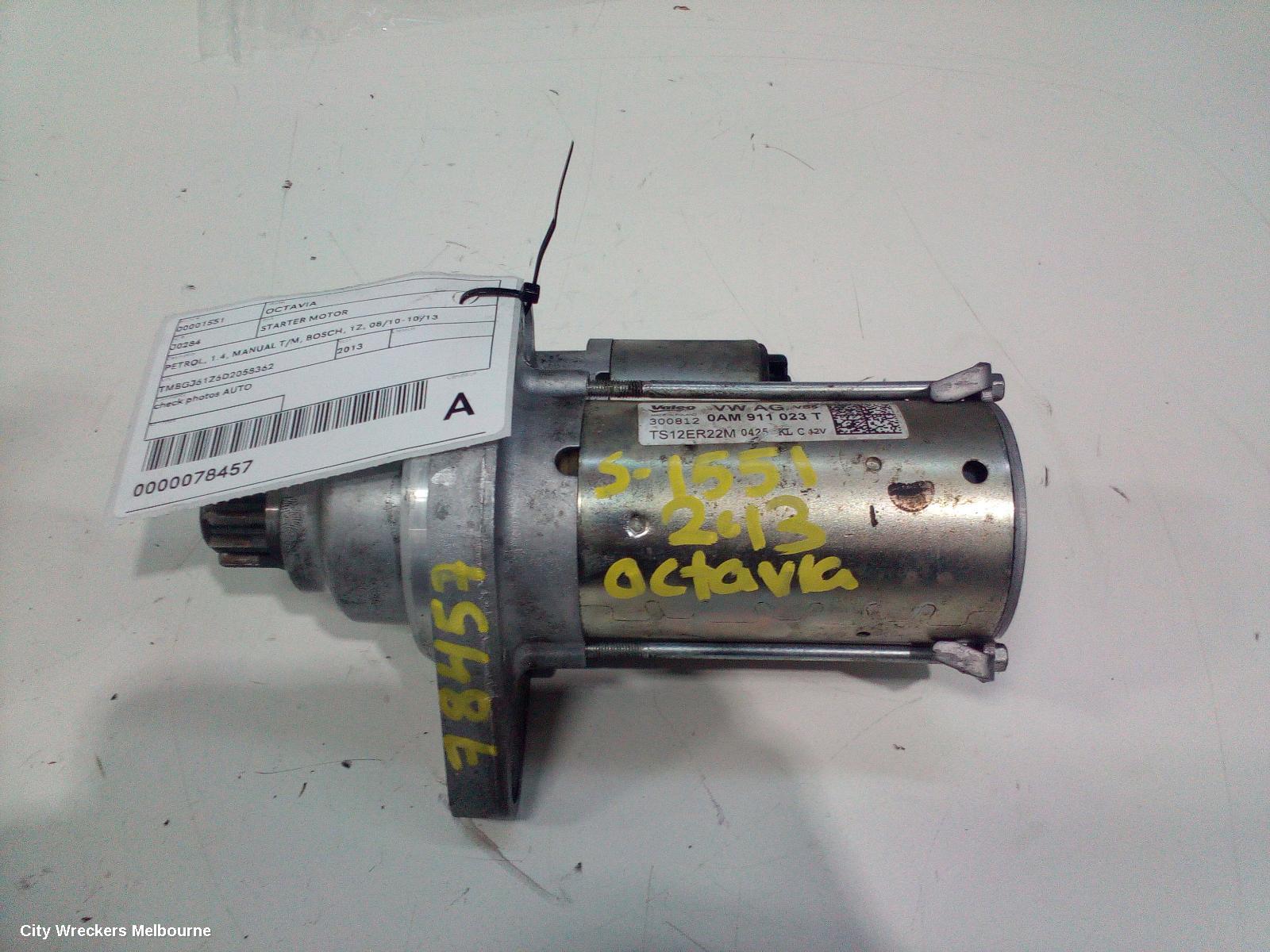 SKODA OCTAVIA STARTER, PETROL, 1.4, MANUAL T/M, BOSCH, 1Z, 08/2010 - 10/2013