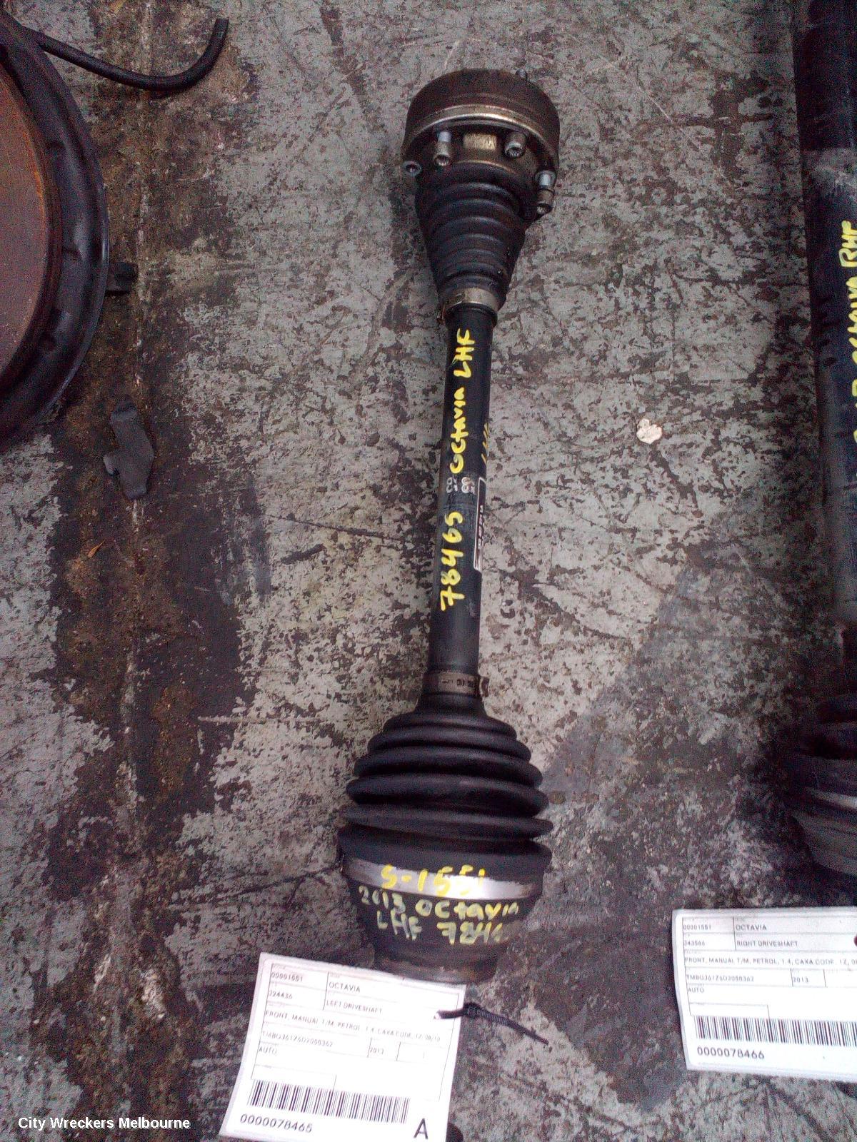 SKODA OCTAVIA LEFT DRIVESHAFT, FRONT, MANUAL T/M, PETROL, 1.4, CAXA CODE, 1Z, 08/2010 - 10/2013