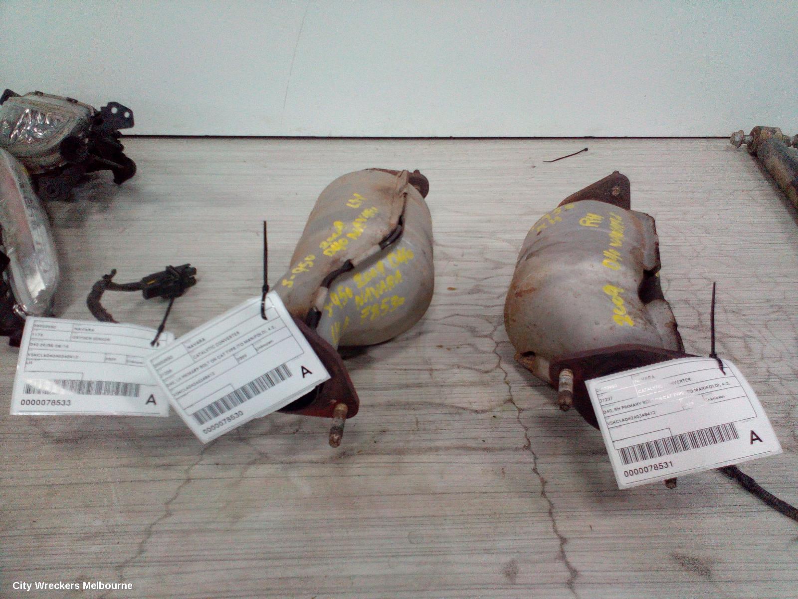 NISSAN NAVARA CATALYTIC CONVERTER, D40, LH PRIMARY BOLT ON CAT TYPE (TO MANIFOLD), 4.0, VQ40, PETROL, 09/2005 - 12/2011