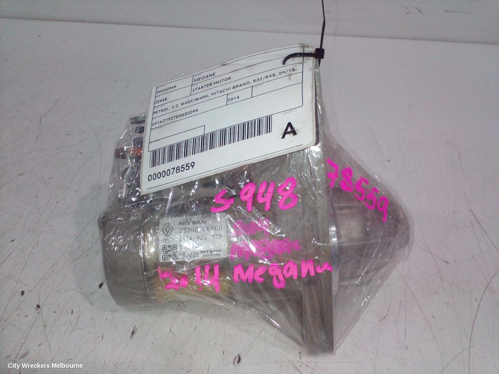 RENAULT MEGANE STARTER, PETROL, 2.0, M4RF/M4RK, HITACHI BRAND, X32/X95, 09/2010 - 05/2016