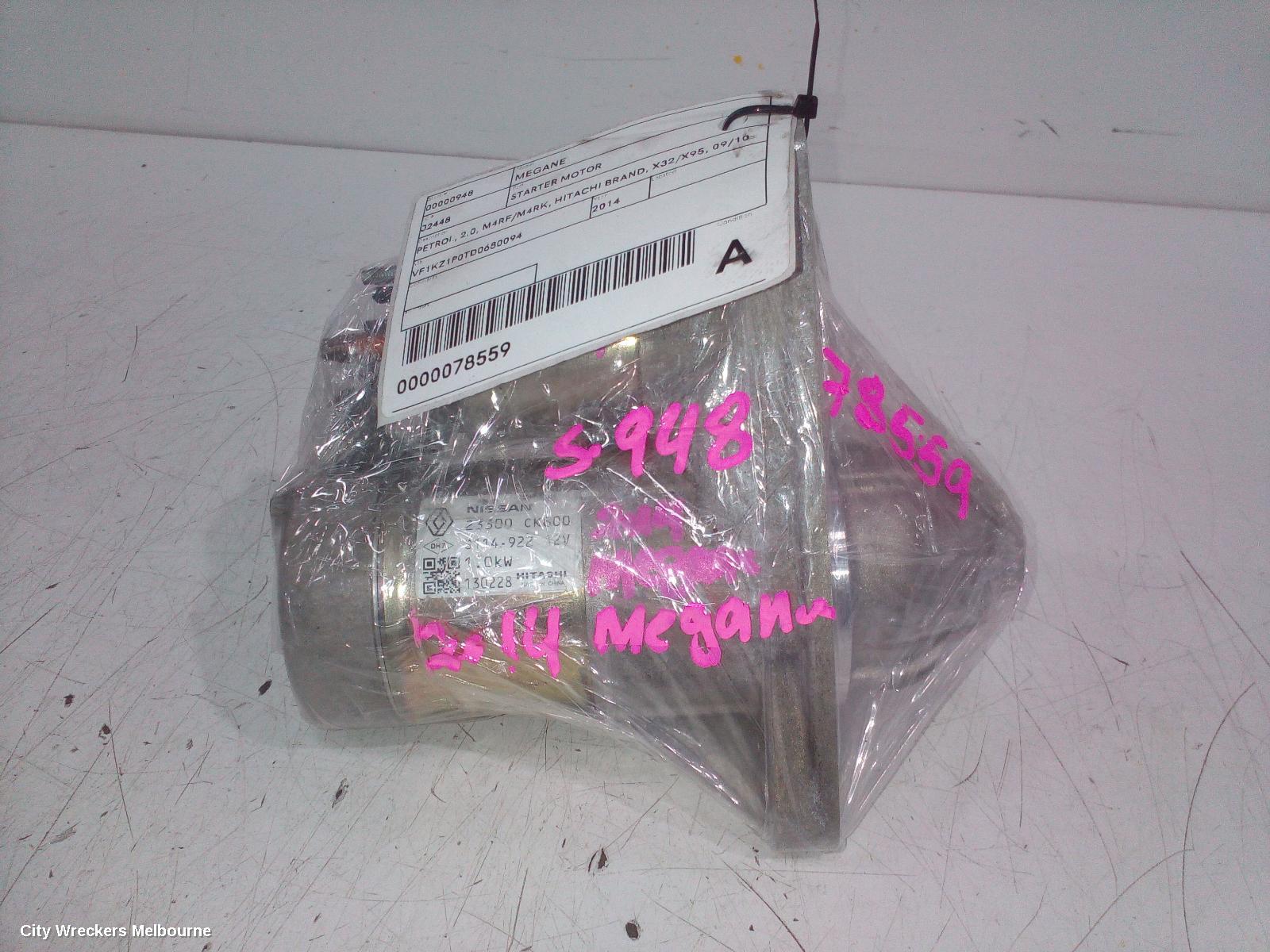 RENAULT MEGANE STARTER, PETROL, 2.0, M4RF/M4RK, HITACHI BRAND, X32/X95, 09/2010 - 05/2016