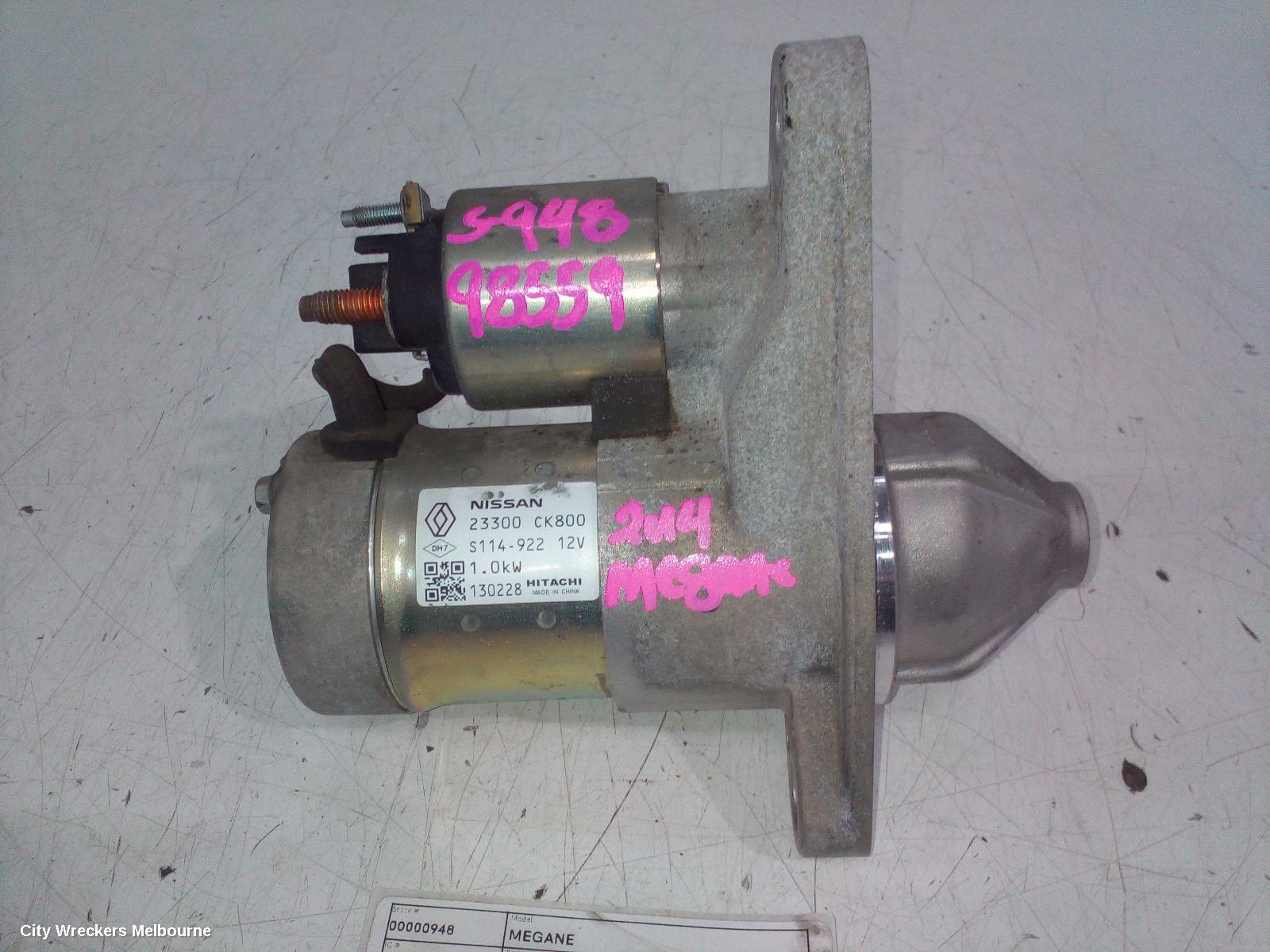 RENAULT MEGANE STARTER, PETROL, 2.0, M4RF/M4RK, HITACHI BRAND, X32/X95, 09/2010 - 05/2016