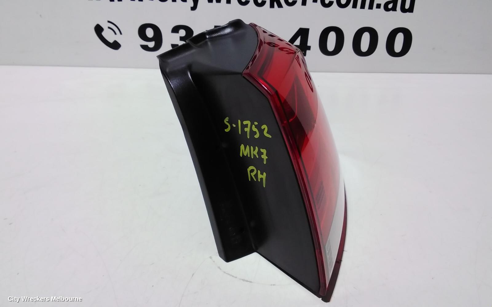 VOLKSWAGEN GOLF RIGHT TAILLIGHT, GEN 7, HATCH, STANDARD, NON LED TYPE, 03/2013 - 03/2017