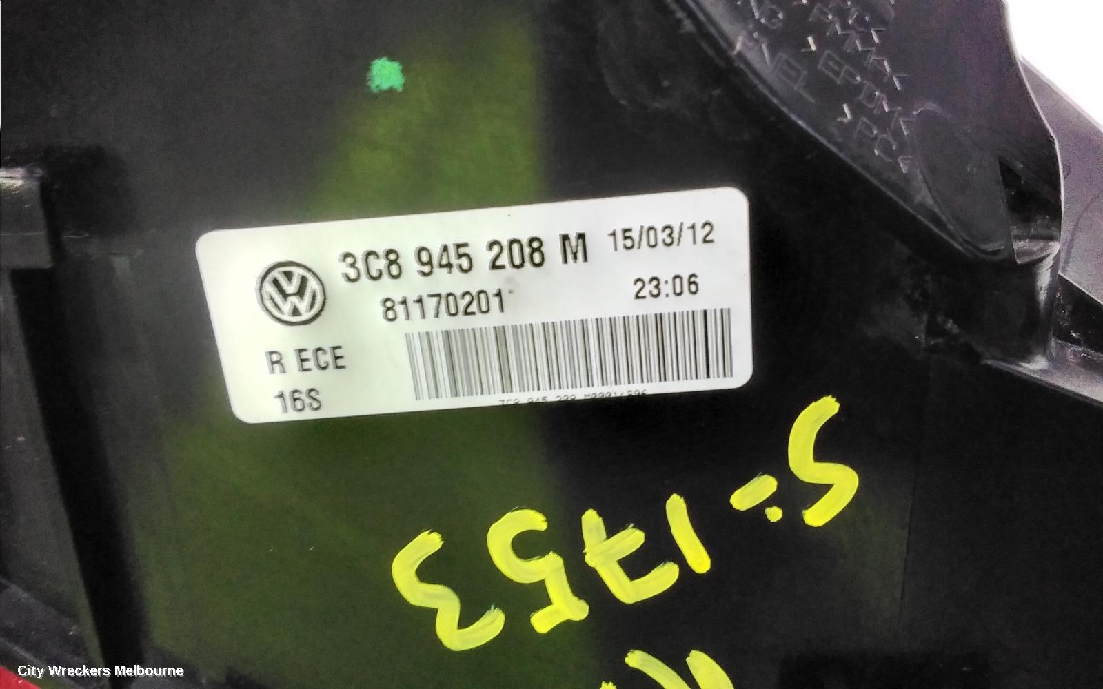 VOLKSWAGEN PASSAT RIGHT TAILLIGHT, 3CC, SEDAN, LED TYPE, 03/2012 - 12/2016