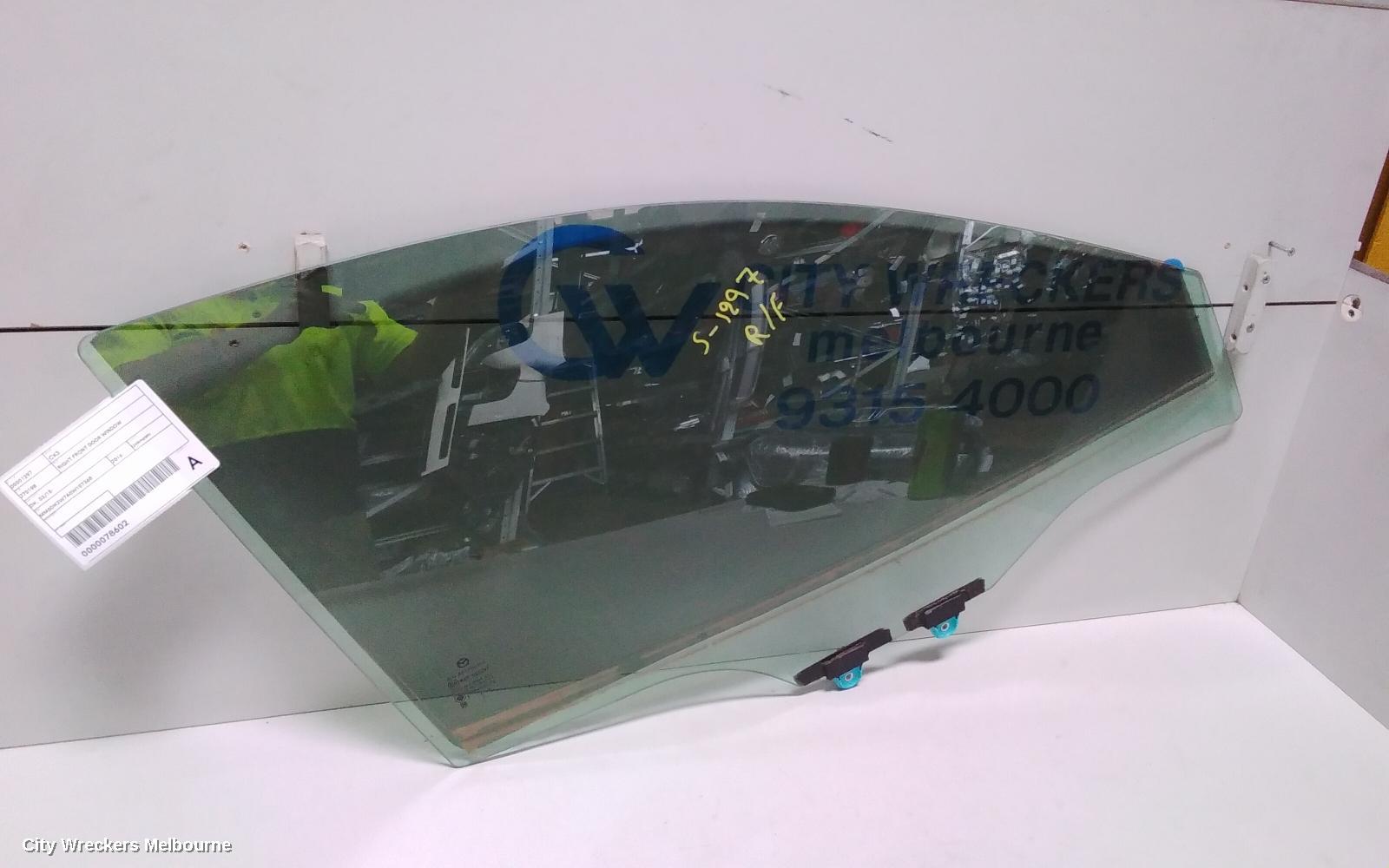 MAZDA CX3 RIGHT FRONT DOOR WINDOW, DK, 03/2015 ONWARDS